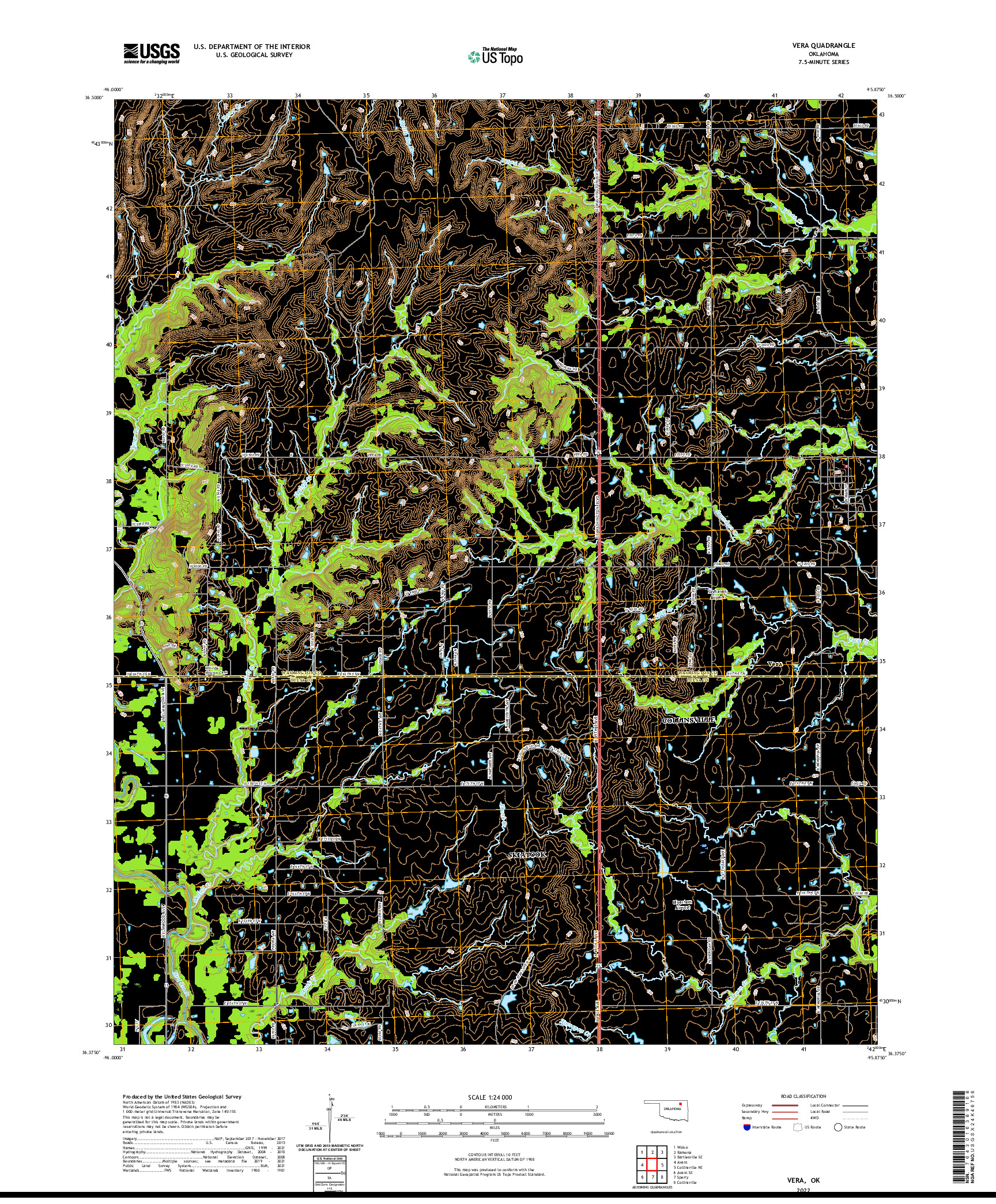 US TOPO 7.5-MINUTE MAP FOR VERA, OK