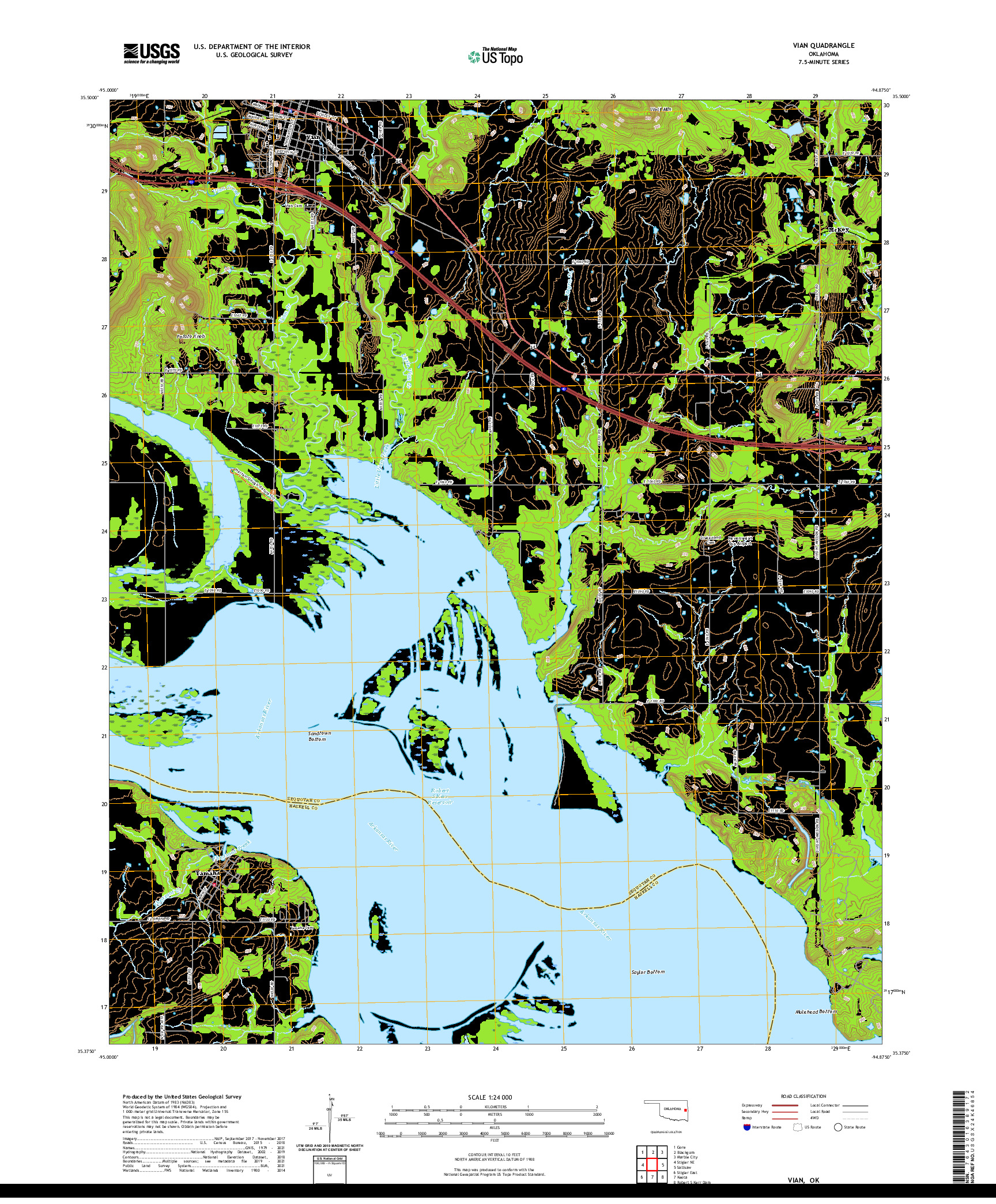 US TOPO 7.5-MINUTE MAP FOR VIAN, OK