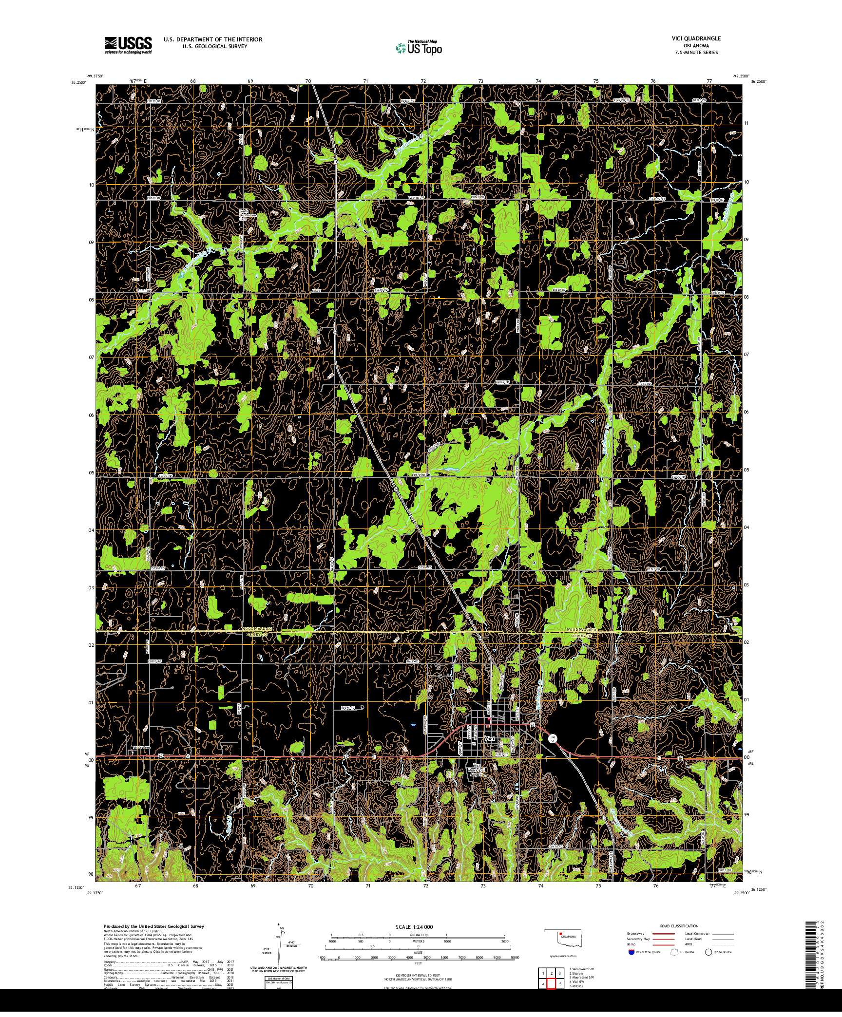 US TOPO 7.5-MINUTE MAP FOR VICI, OK