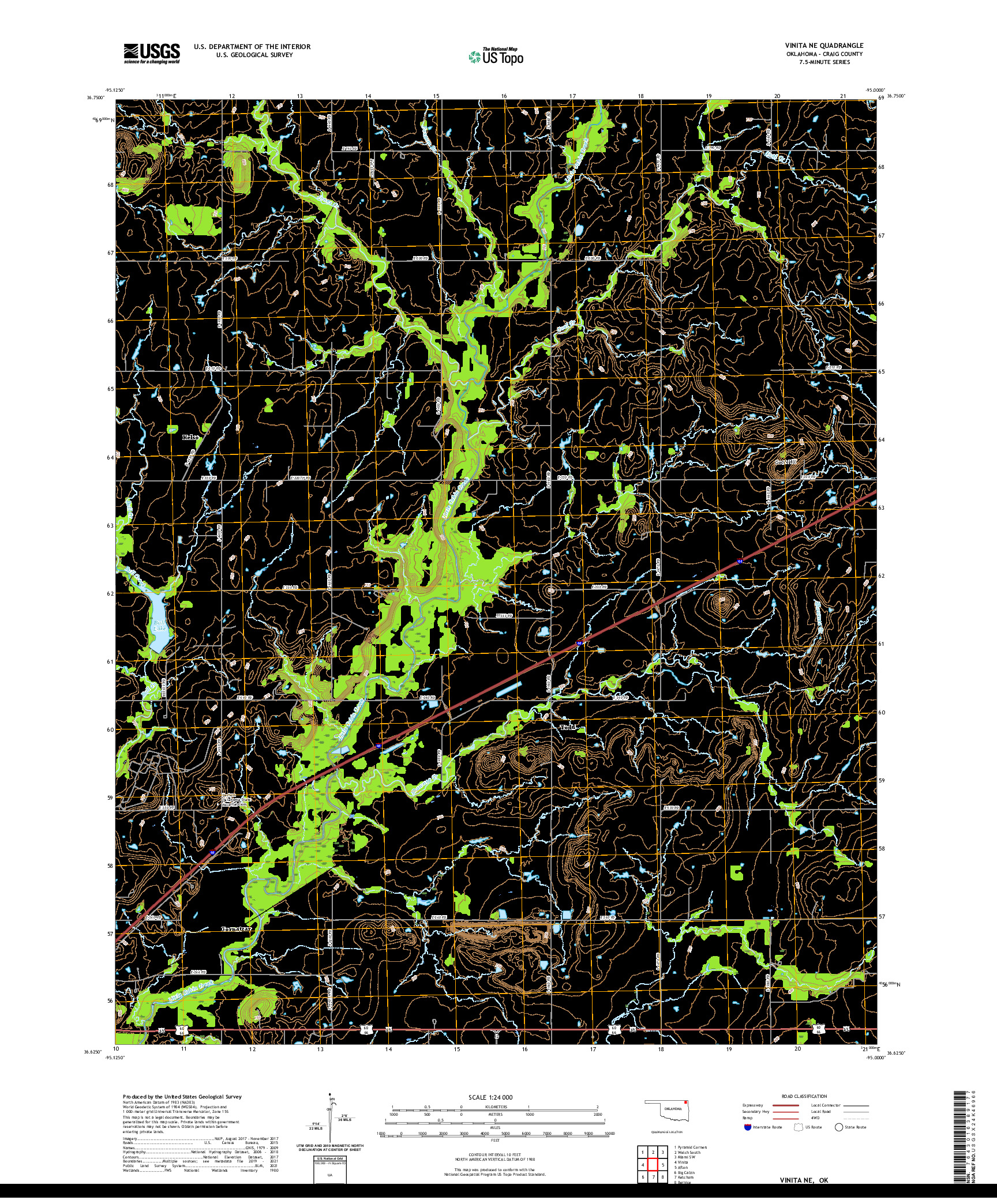 US TOPO 7.5-MINUTE MAP FOR VINITA NE, OK