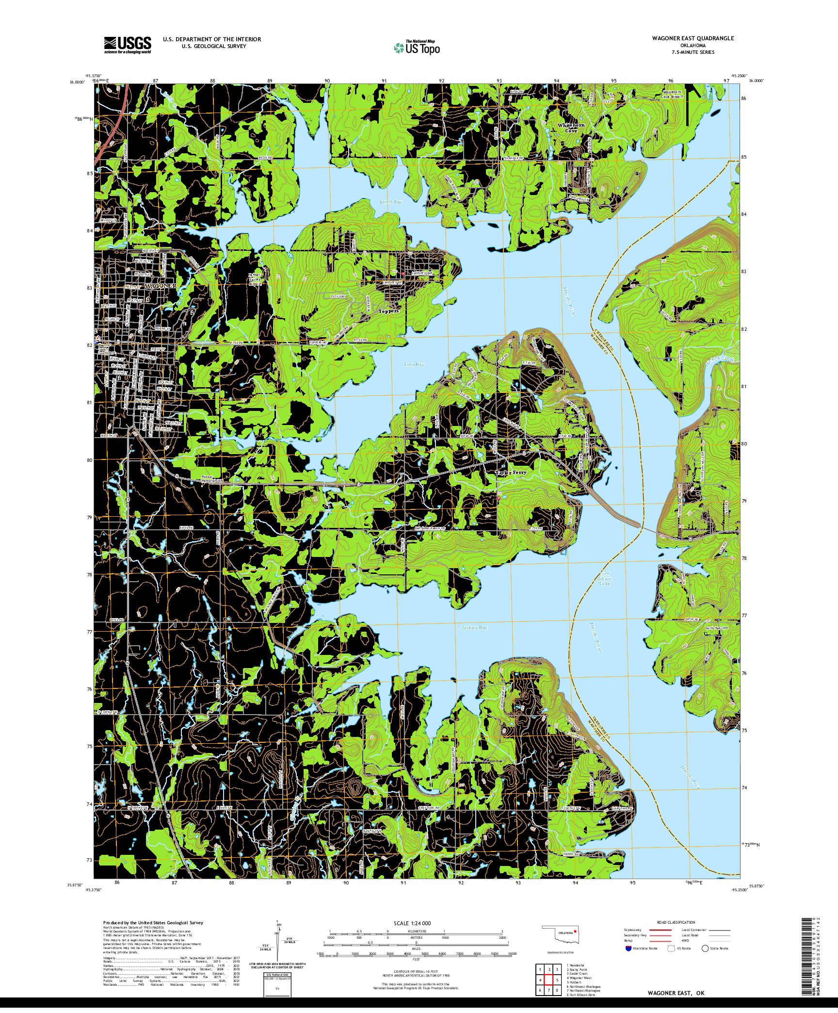 US TOPO 7.5-MINUTE MAP FOR WAGONER EAST, OK