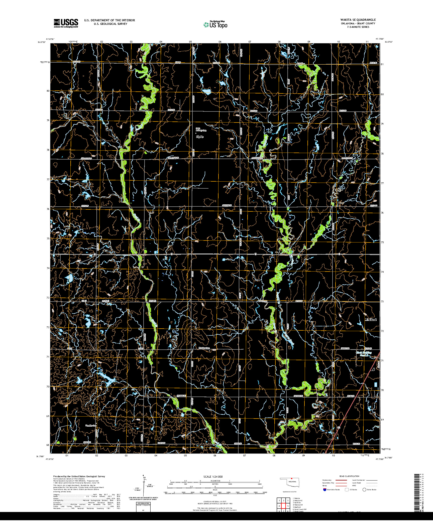 US TOPO 7.5-MINUTE MAP FOR WAKITA SE, OK