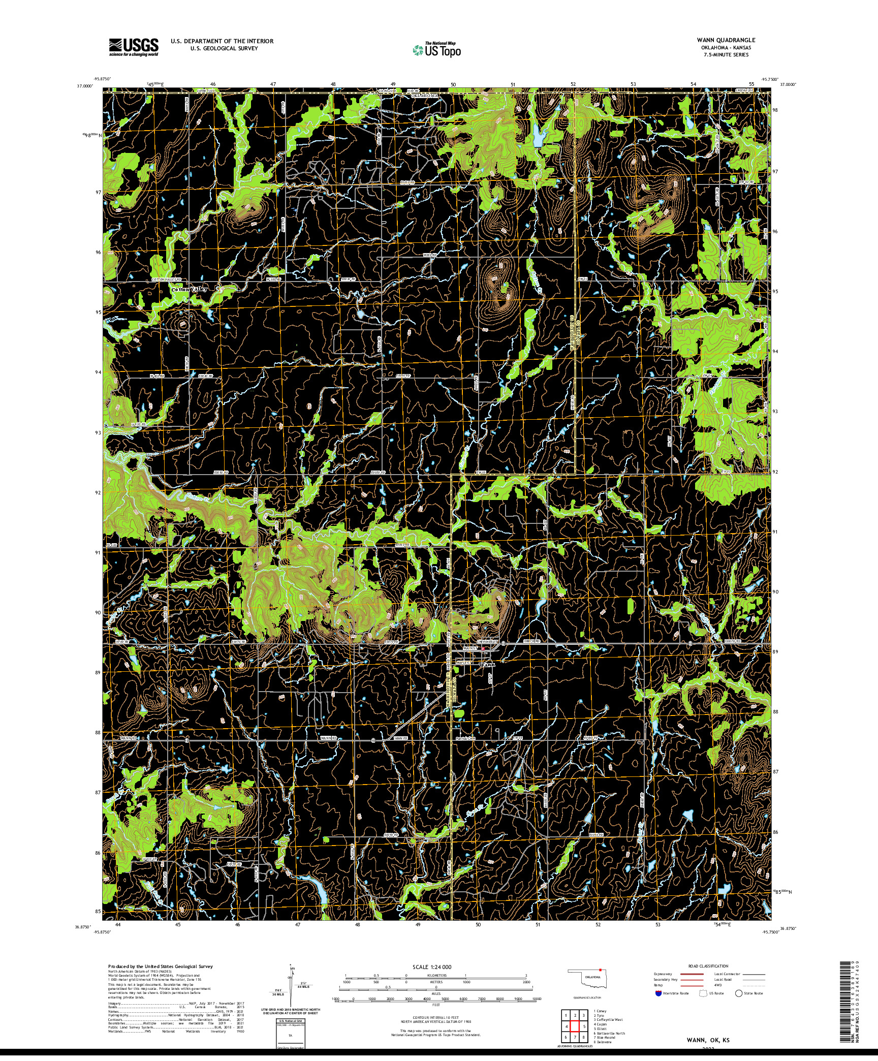 US TOPO 7.5-MINUTE MAP FOR WANN, OK,KS