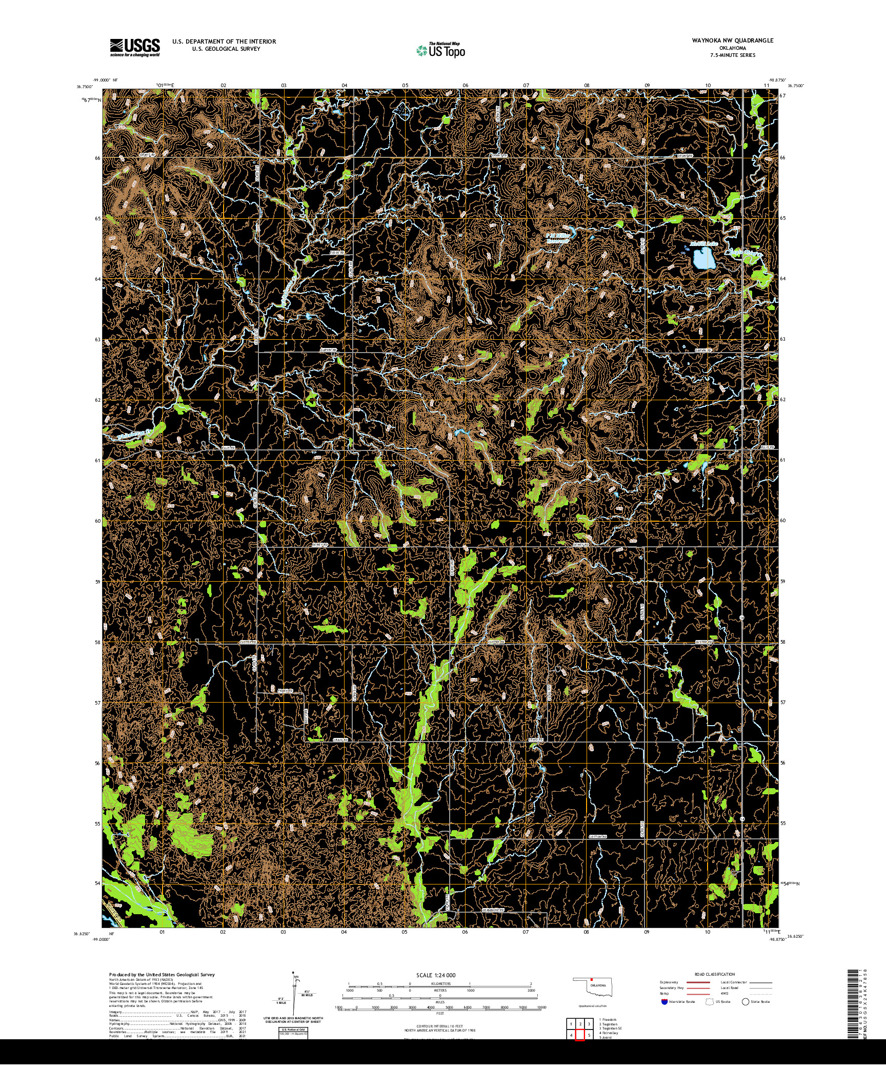 US TOPO 7.5-MINUTE MAP FOR WAYNOKA NW, OK