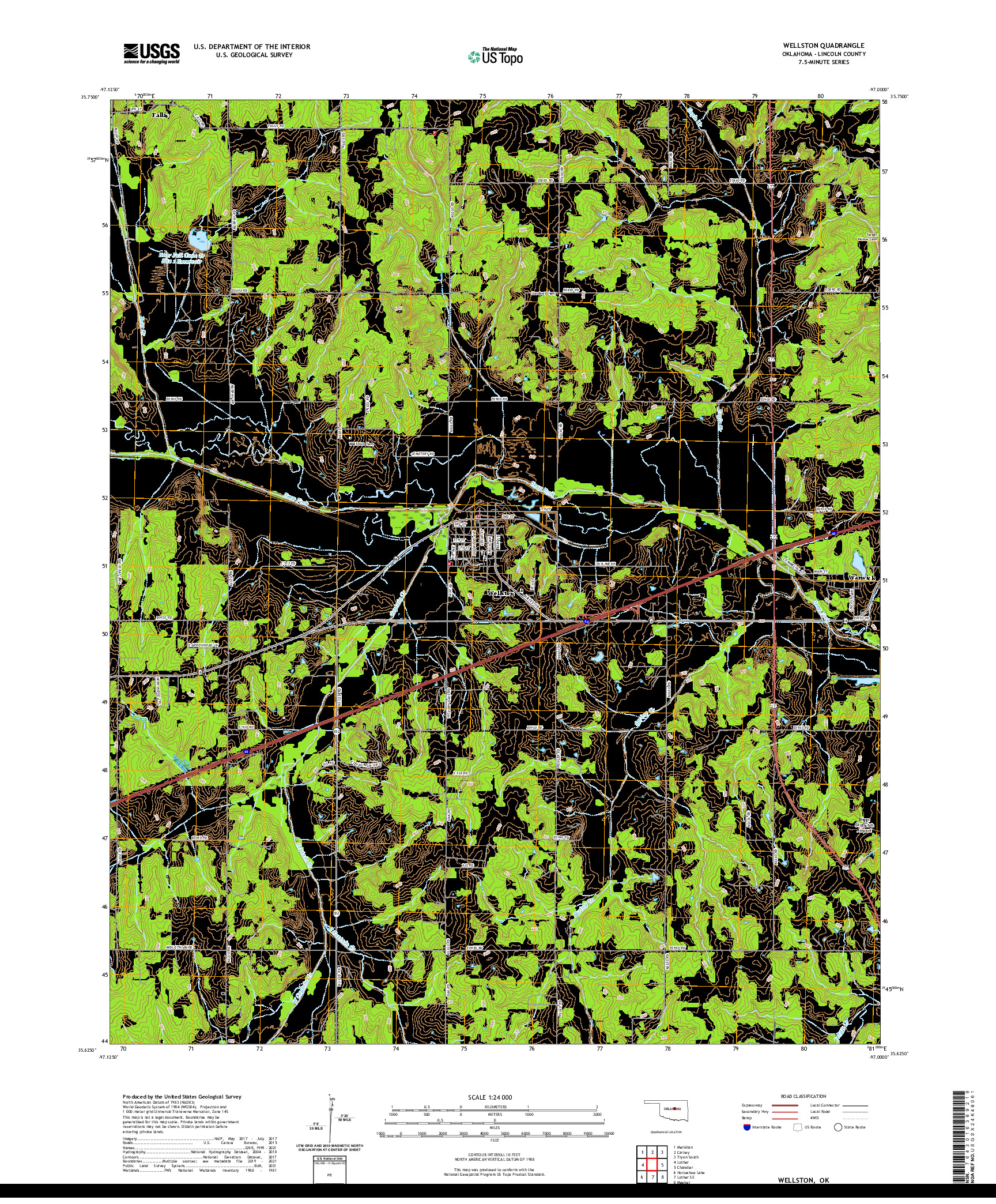 US TOPO 7.5-MINUTE MAP FOR WELLSTON, OK