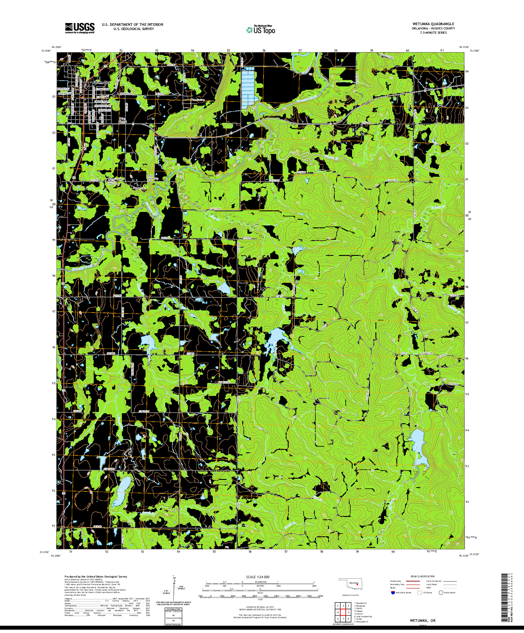 US TOPO 7.5-MINUTE MAP FOR WETUMKA, OK