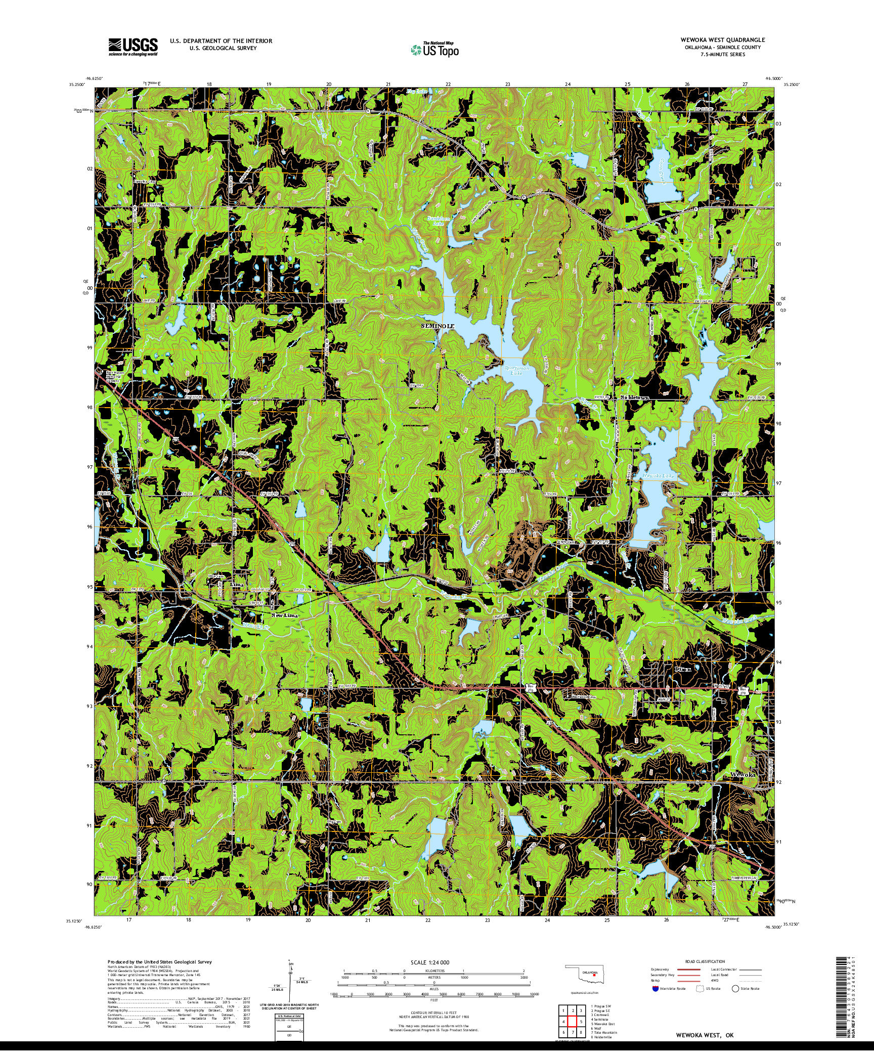 US TOPO 7.5-MINUTE MAP FOR WEWOKA WEST, OK