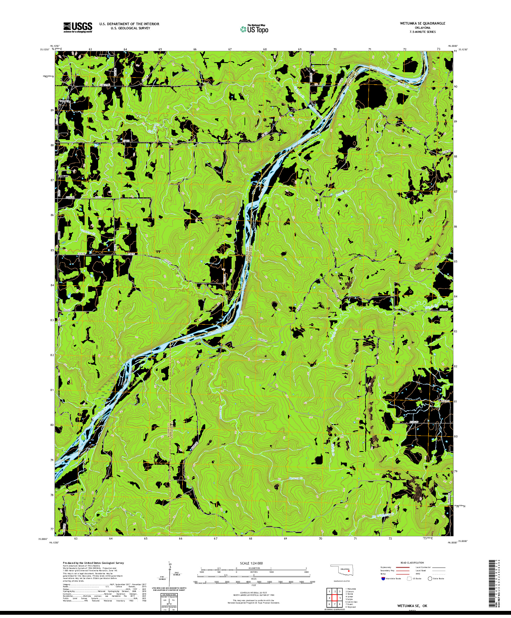 US TOPO 7.5-MINUTE MAP FOR WETUMKA SE, OK