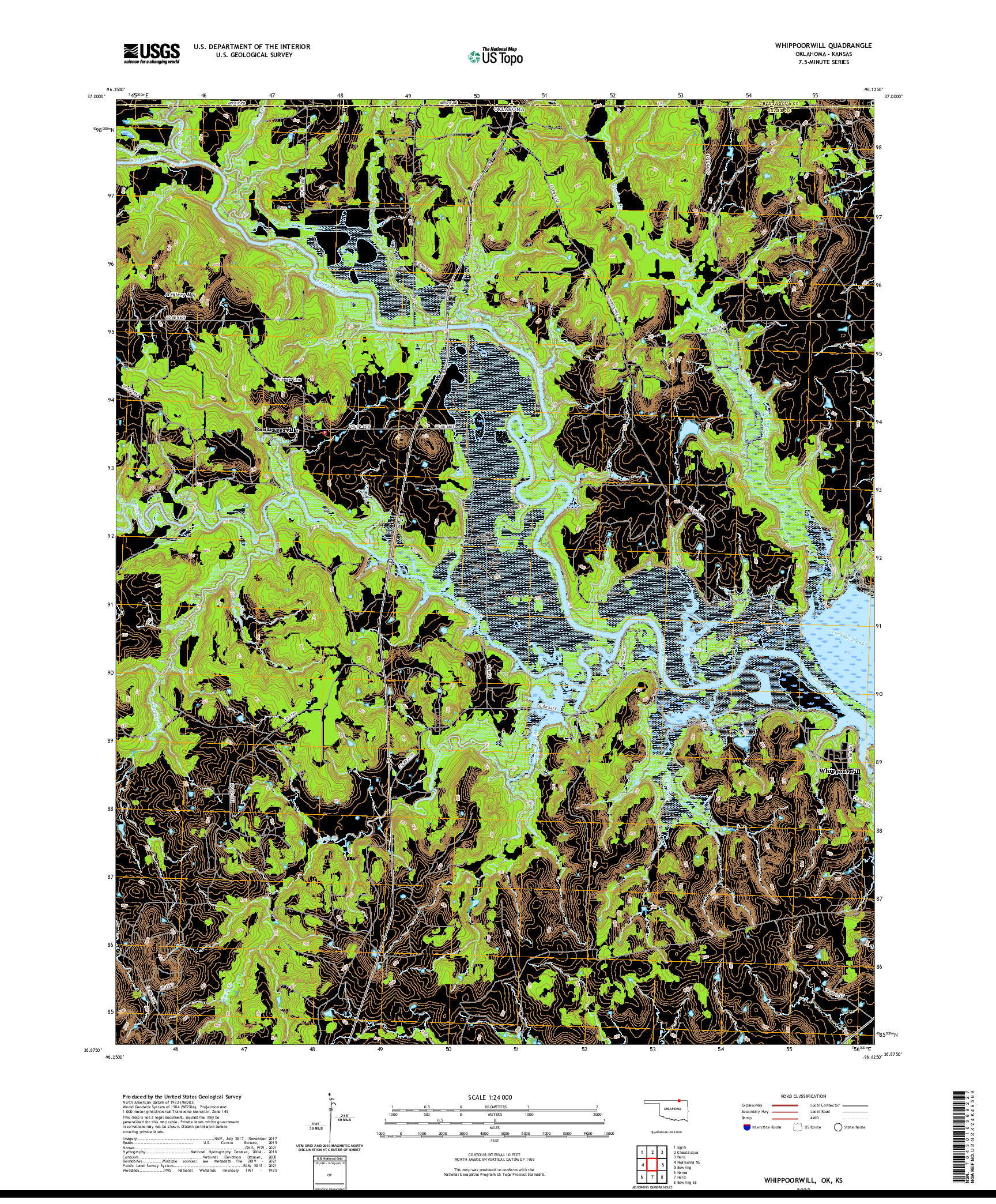 US TOPO 7.5-MINUTE MAP FOR WHIPPOORWILL, OK,KS