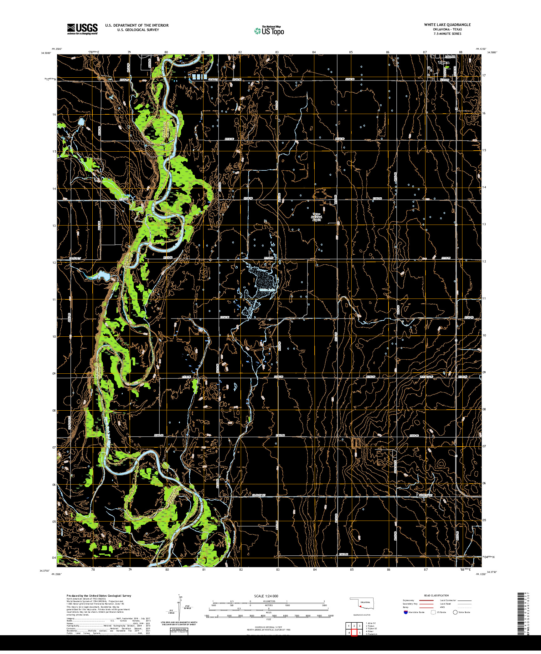 US TOPO 7.5-MINUTE MAP FOR WHITE LAKE, OK,TX