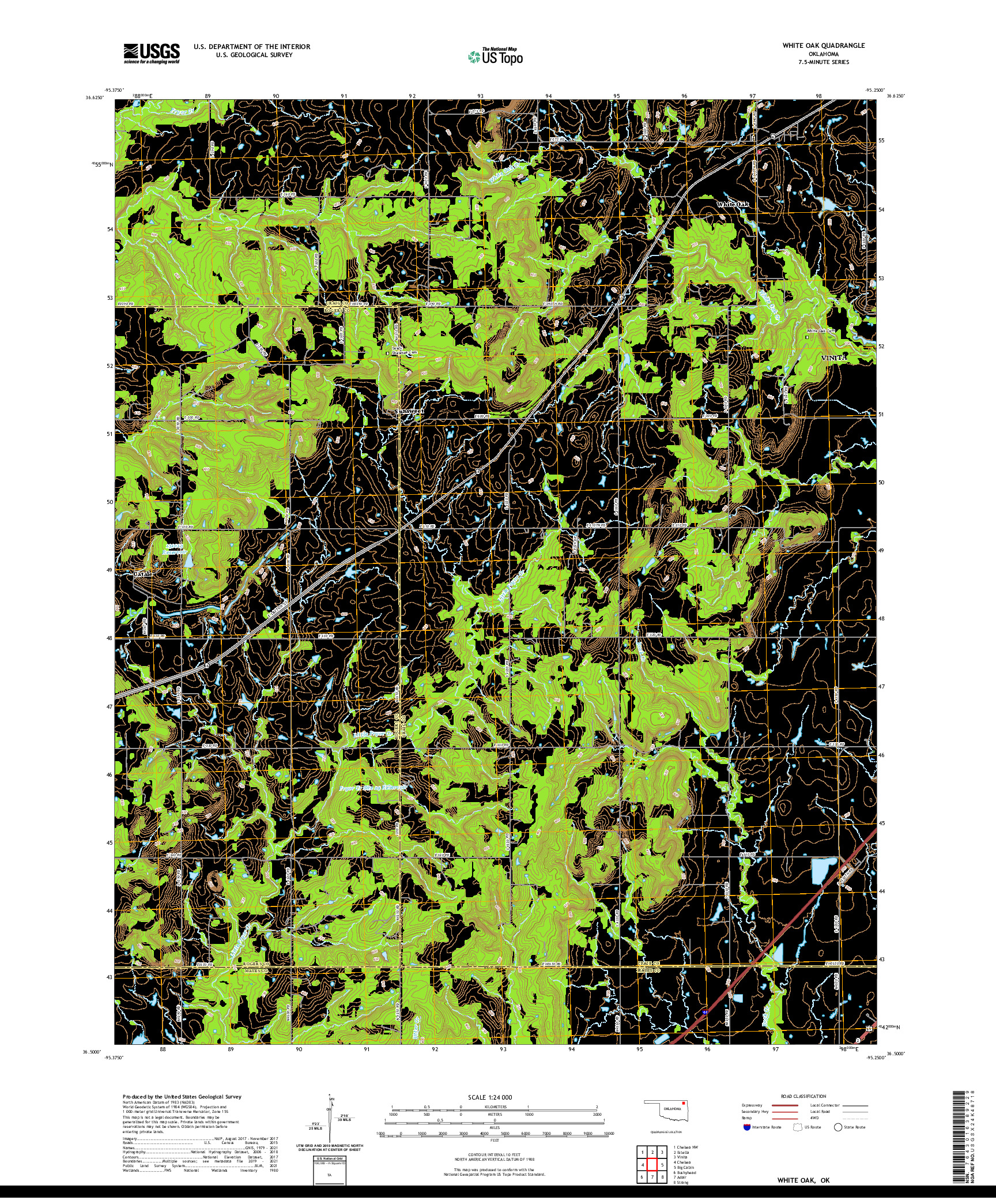 US TOPO 7.5-MINUTE MAP FOR WHITE OAK, OK