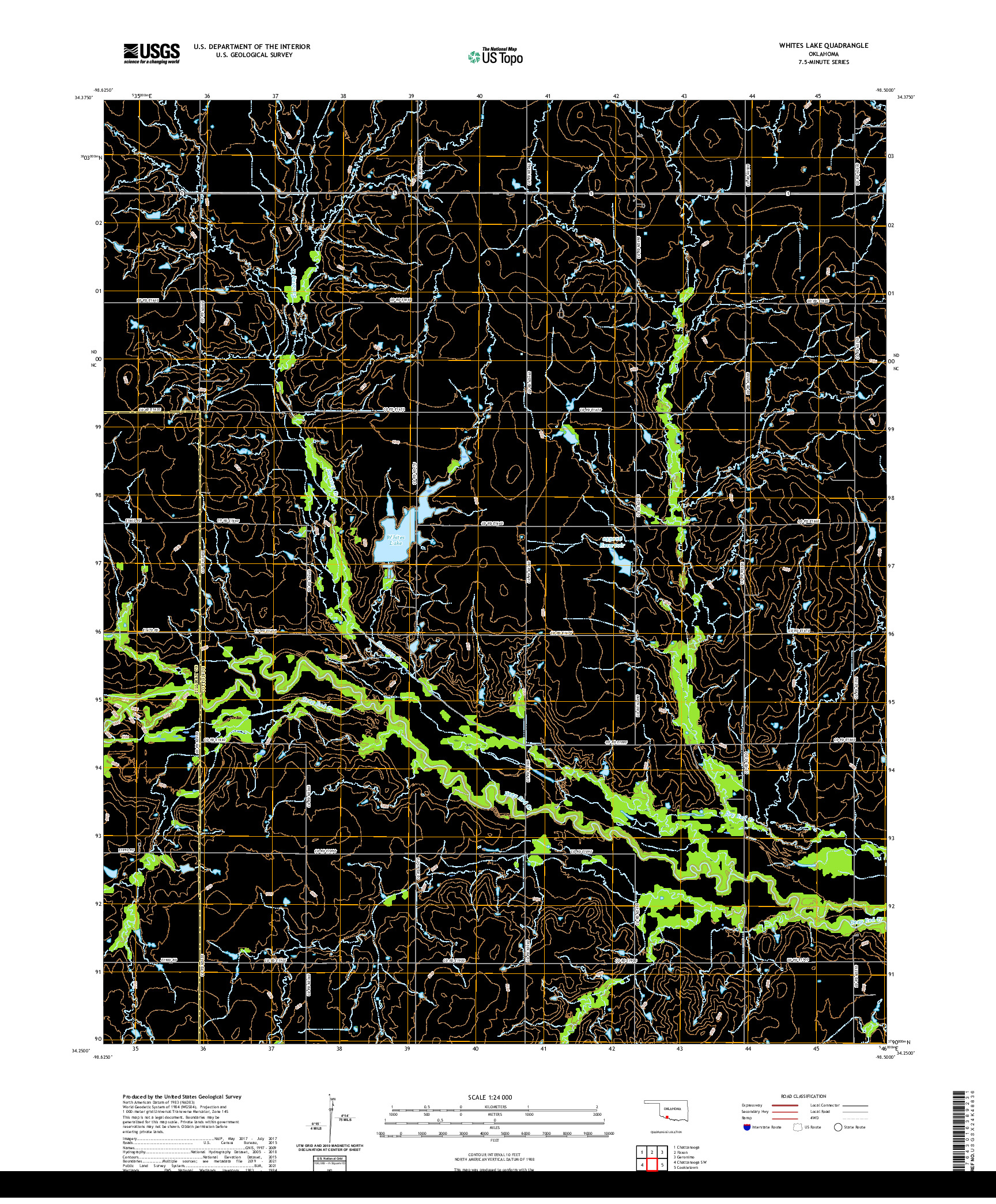 US TOPO 7.5-MINUTE MAP FOR WHITES LAKE, OK