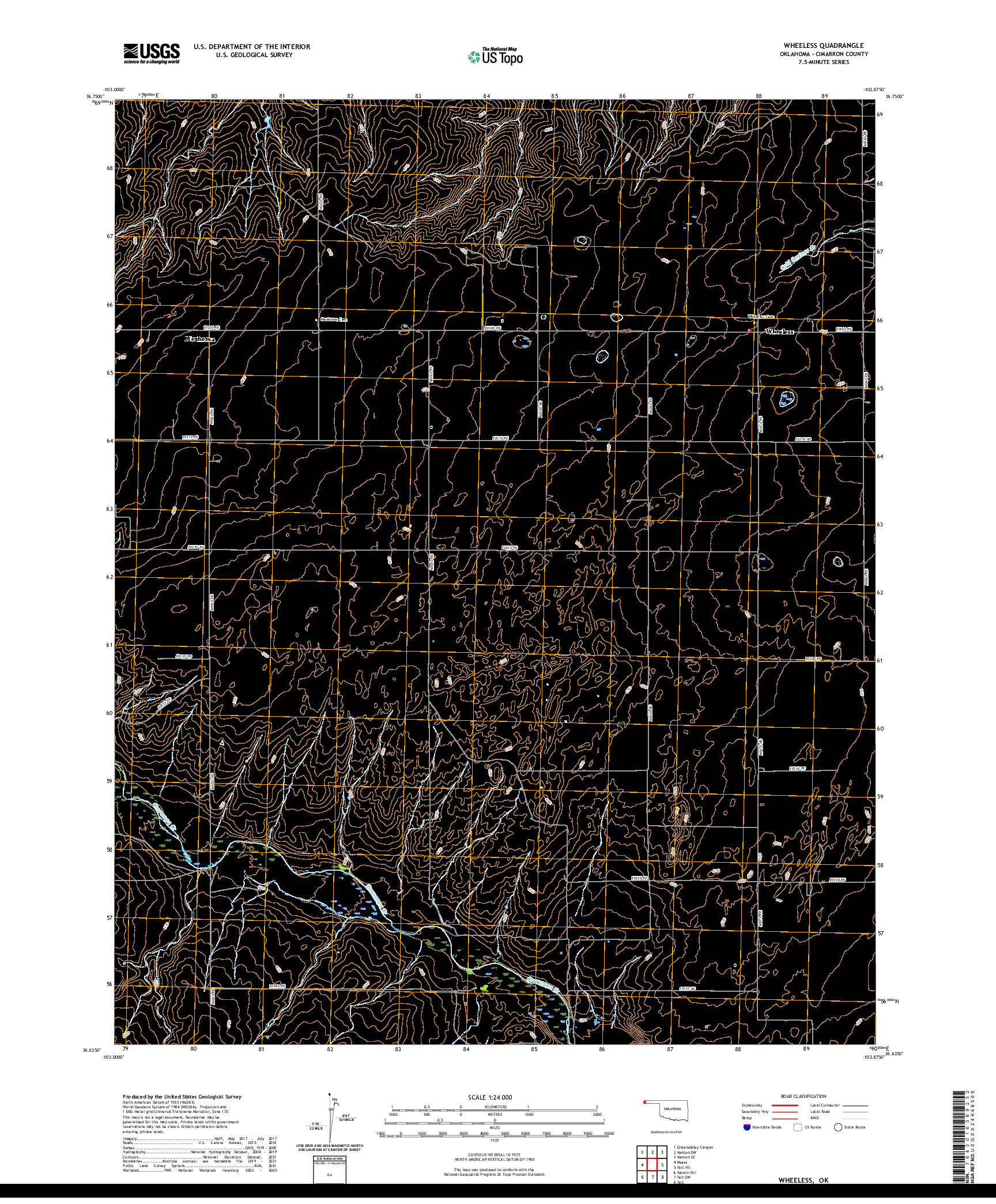 US TOPO 7.5-MINUTE MAP FOR WHEELESS, OK