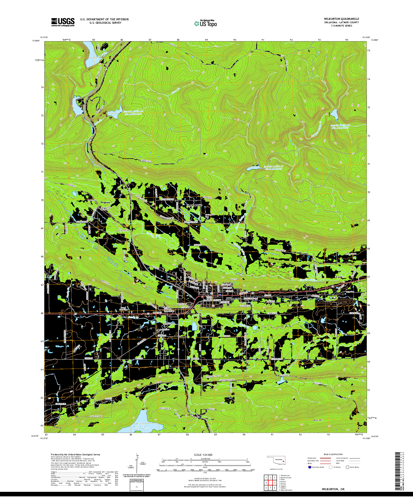 US TOPO 7.5-MINUTE MAP FOR WILBURTON, OK