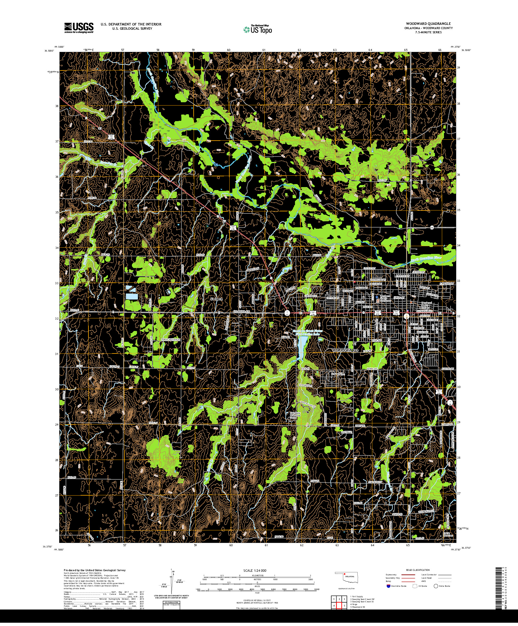 US TOPO 7.5-MINUTE MAP FOR WOODWARD, OK