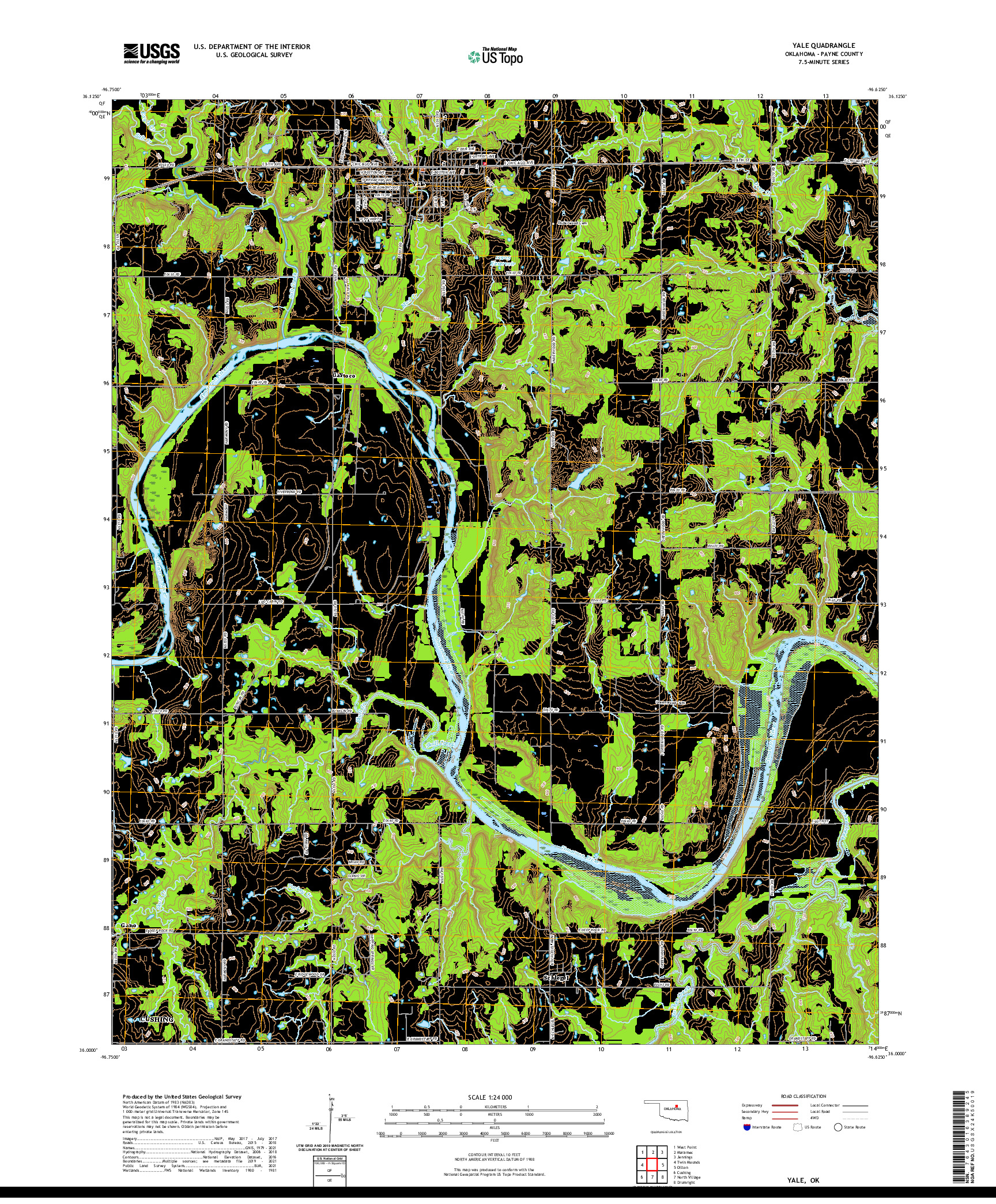 US TOPO 7.5-MINUTE MAP FOR YALE, OK