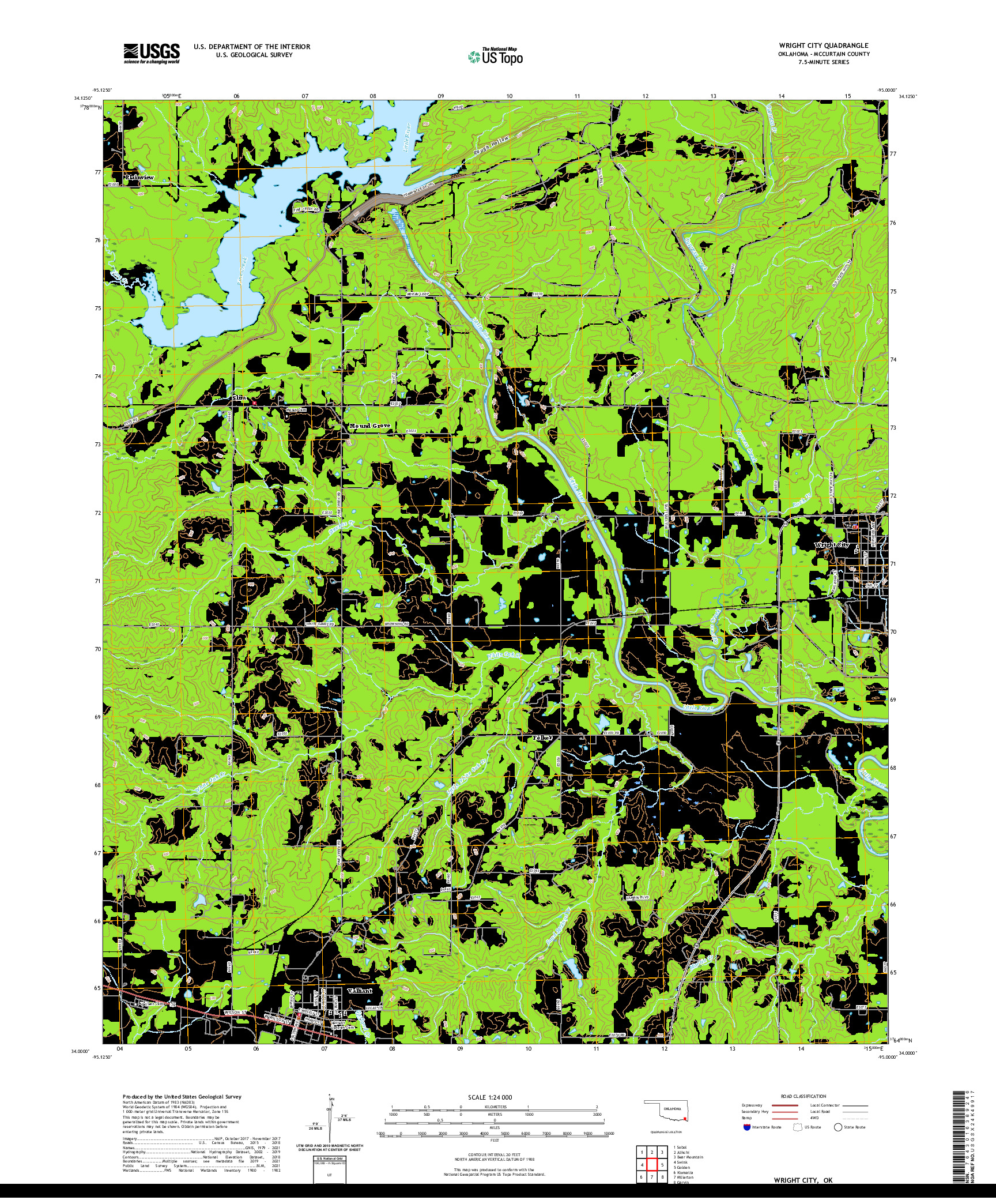 US TOPO 7.5-MINUTE MAP FOR WRIGHT CITY, OK