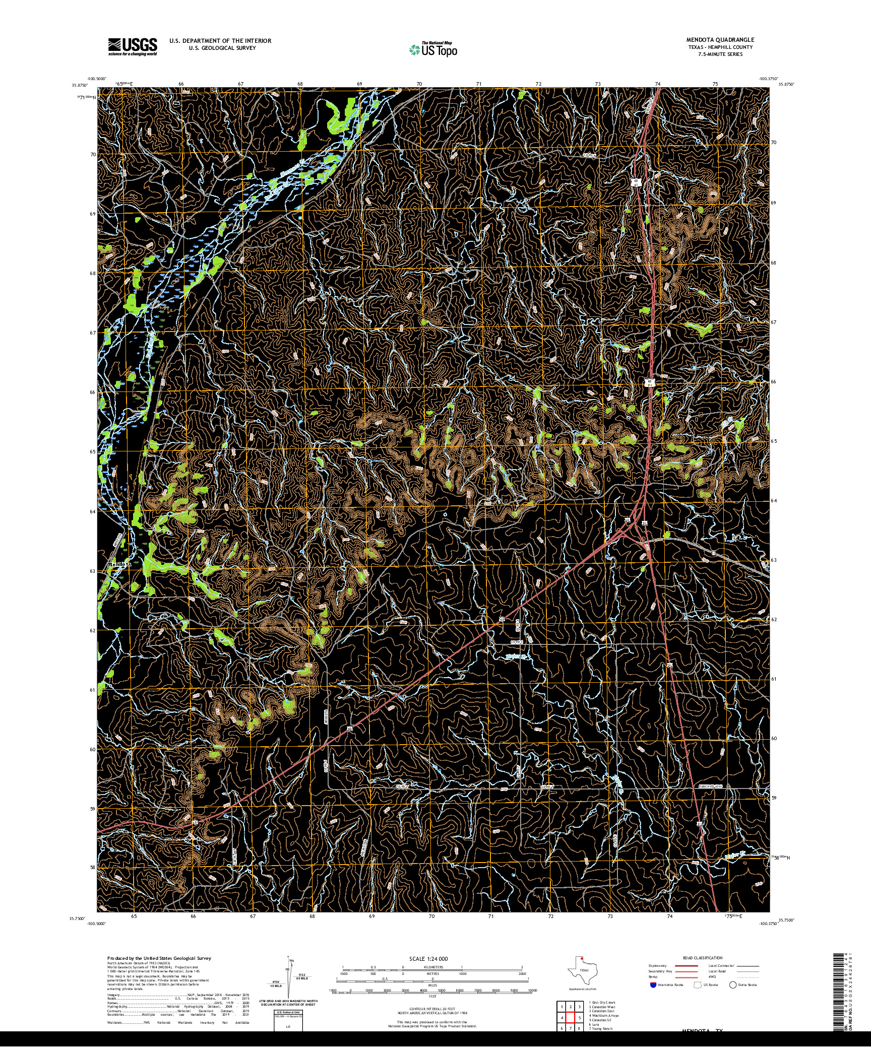 US TOPO 7.5-MINUTE MAP FOR MENDOTA, TX