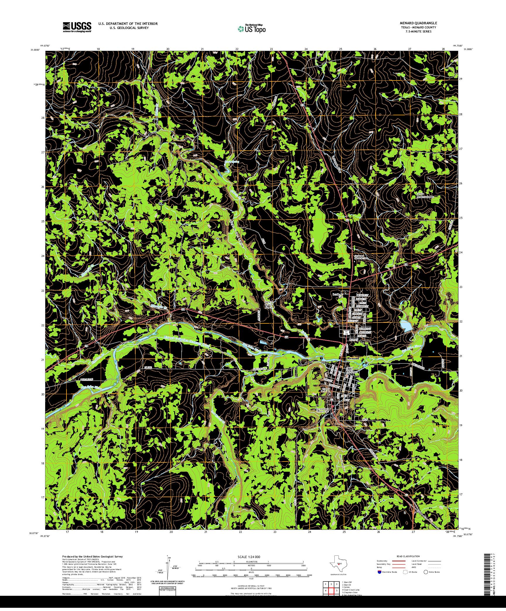 US TOPO 7.5-MINUTE MAP FOR MENARD, TX