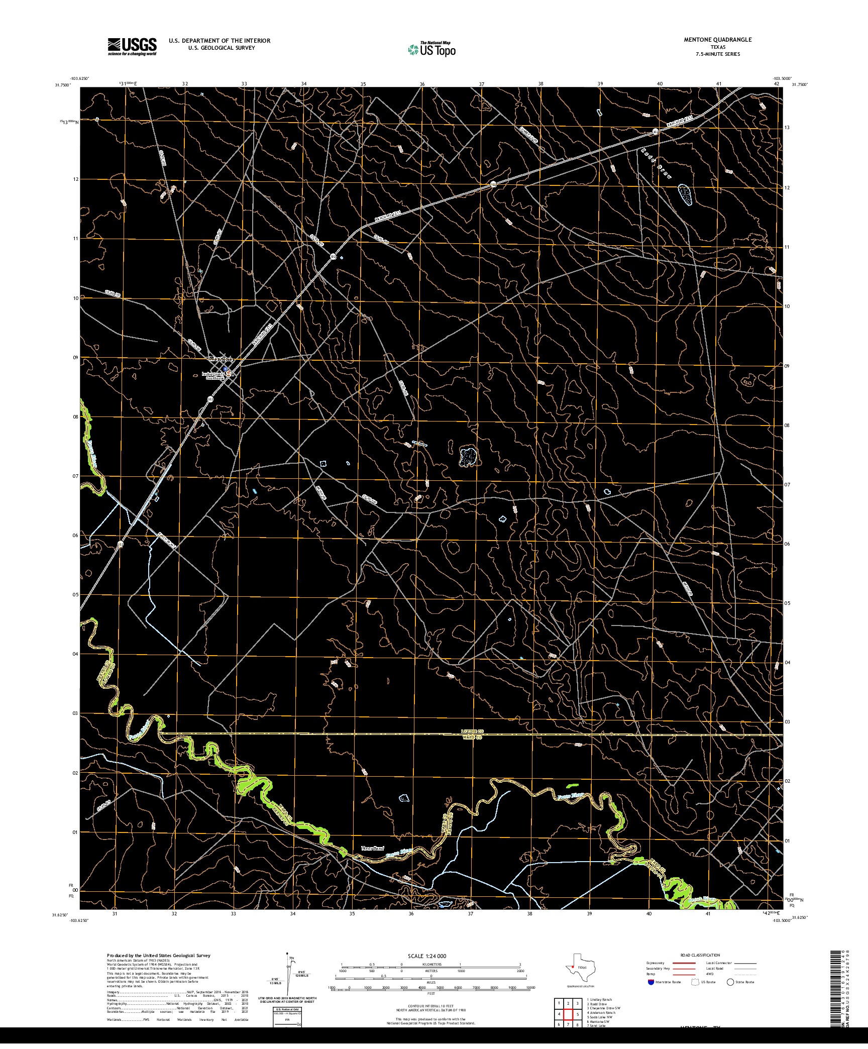 US TOPO 7.5-MINUTE MAP FOR MENTONE, TX