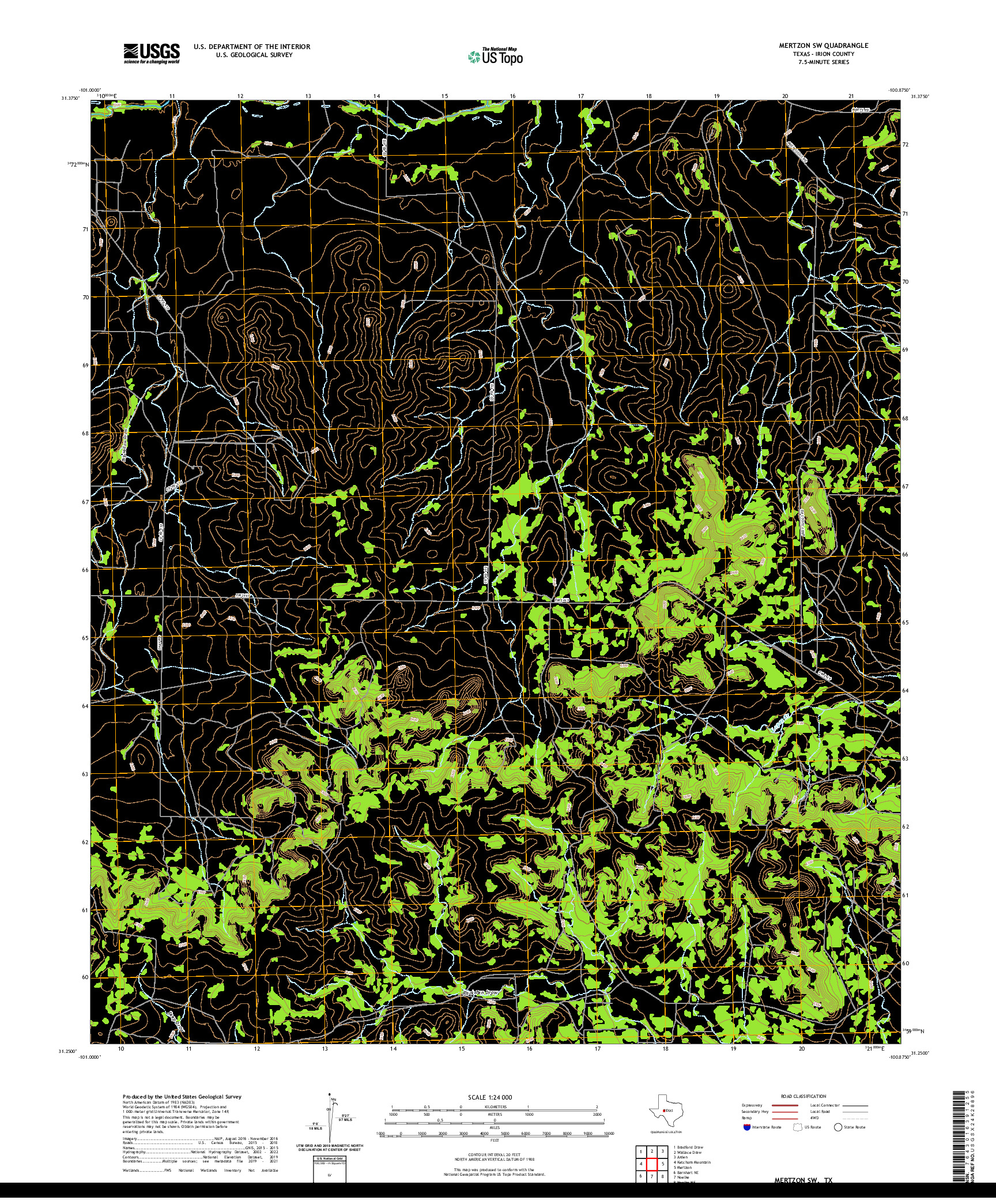 US TOPO 7.5-MINUTE MAP FOR MERTZON SW, TX