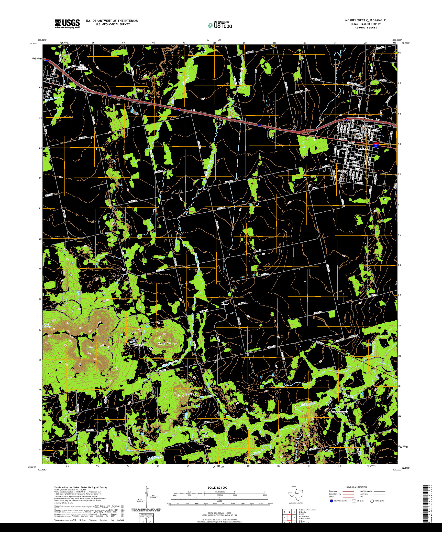 US TOPO 7.5-MINUTE MAP FOR MERKEL WEST, TX