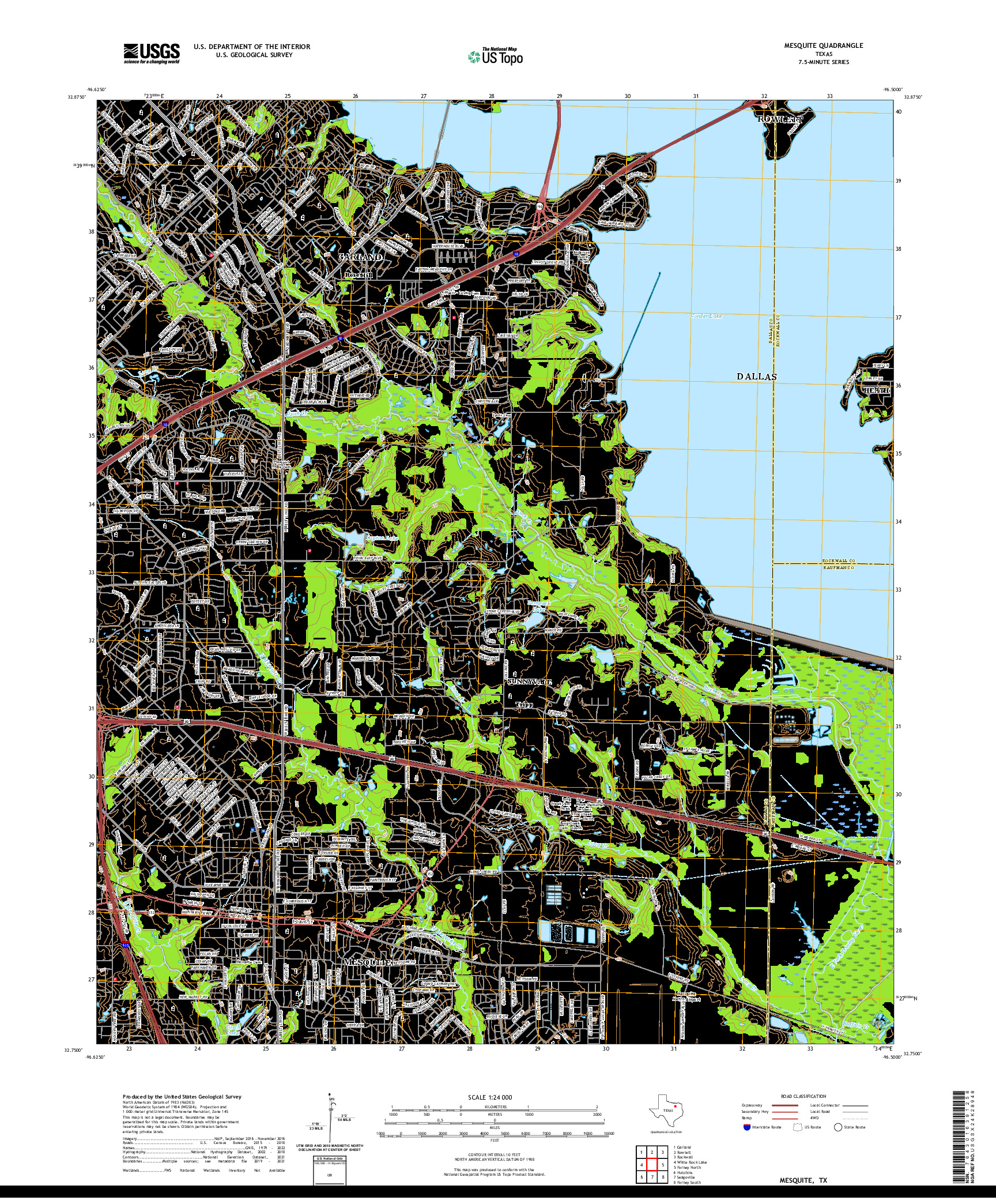 US TOPO 7.5-MINUTE MAP FOR MESQUITE, TX