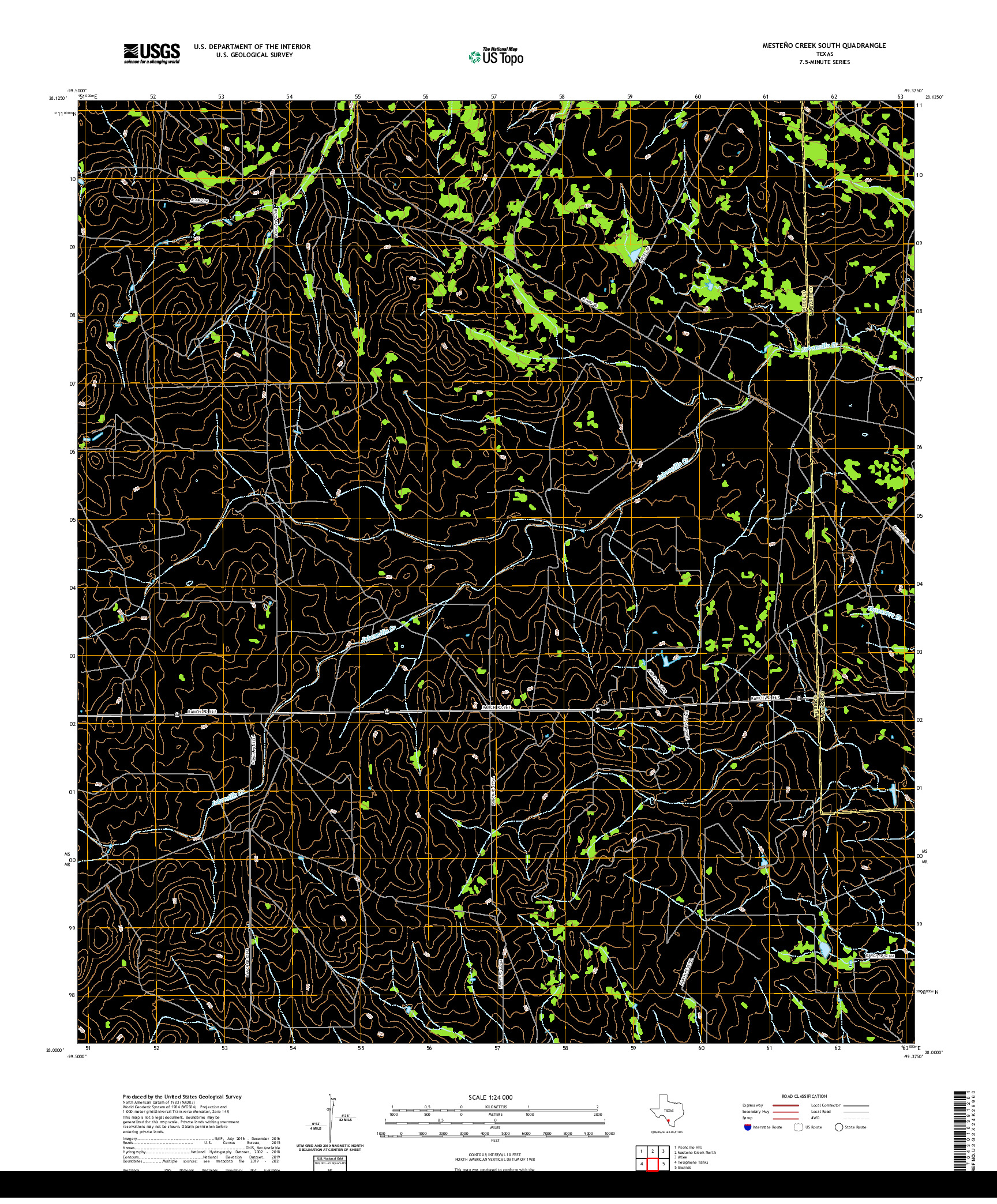 US TOPO 7.5-MINUTE MAP FOR MESTENO CREEK SOUTH, TX