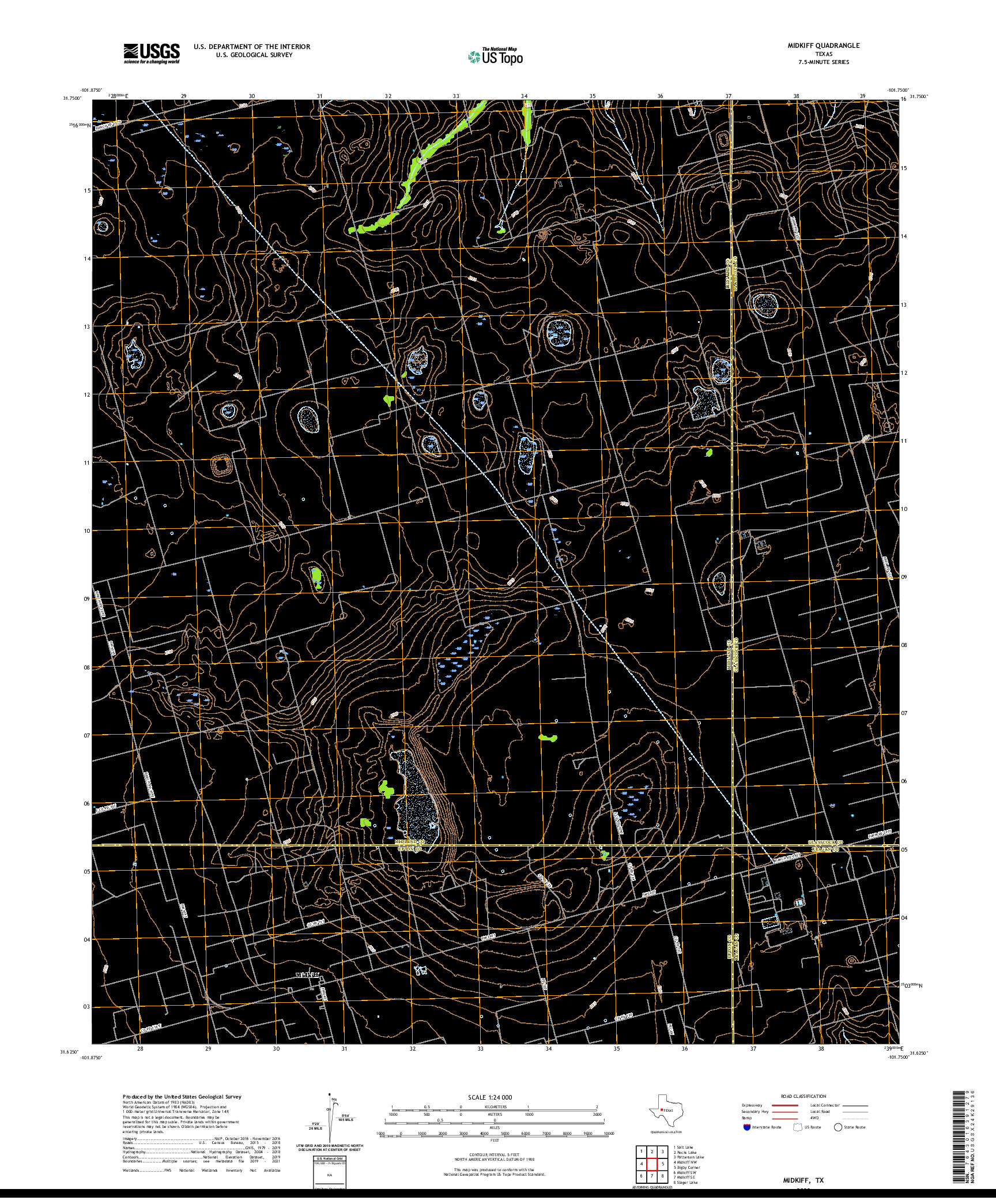 US TOPO 7.5-MINUTE MAP FOR MIDKIFF, TX