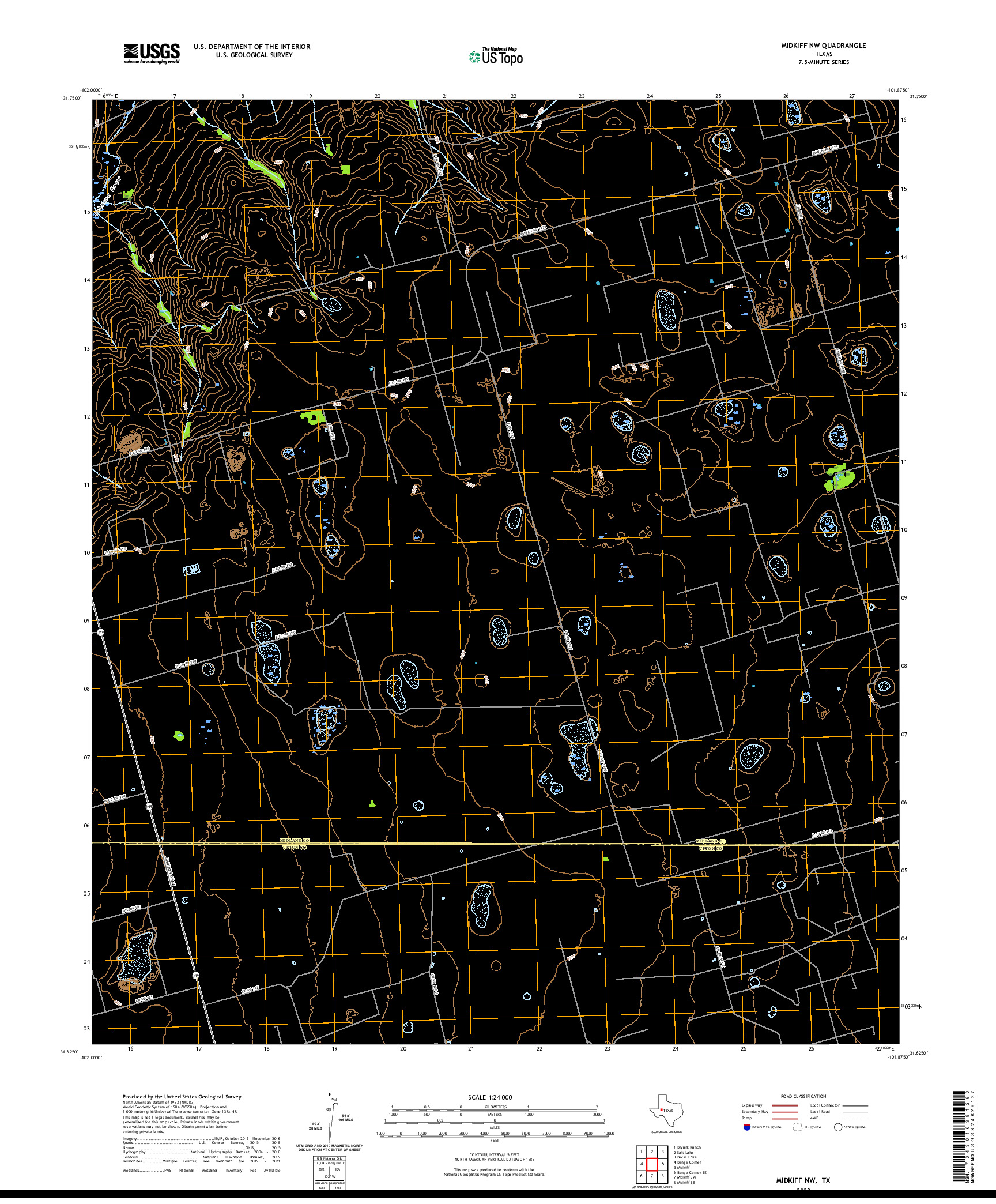 US TOPO 7.5-MINUTE MAP FOR MIDKIFF NW, TX