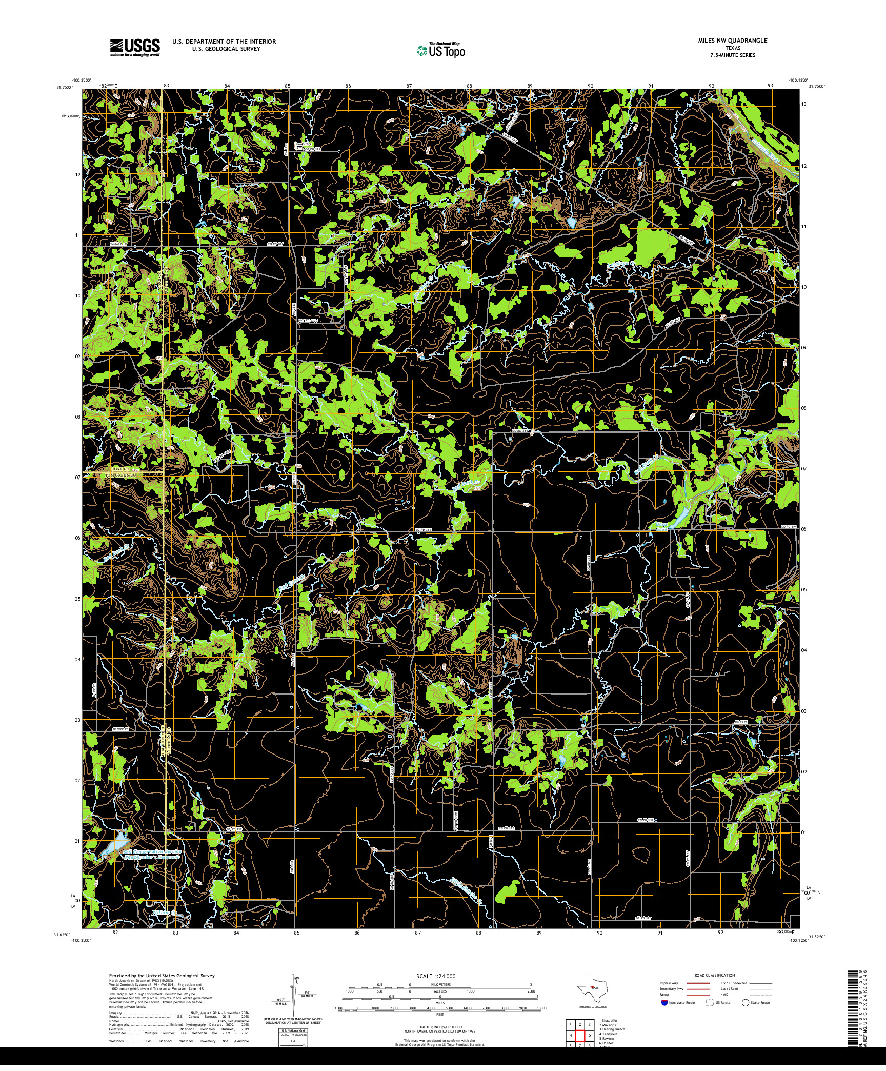 US TOPO 7.5-MINUTE MAP FOR MILES NW, TX