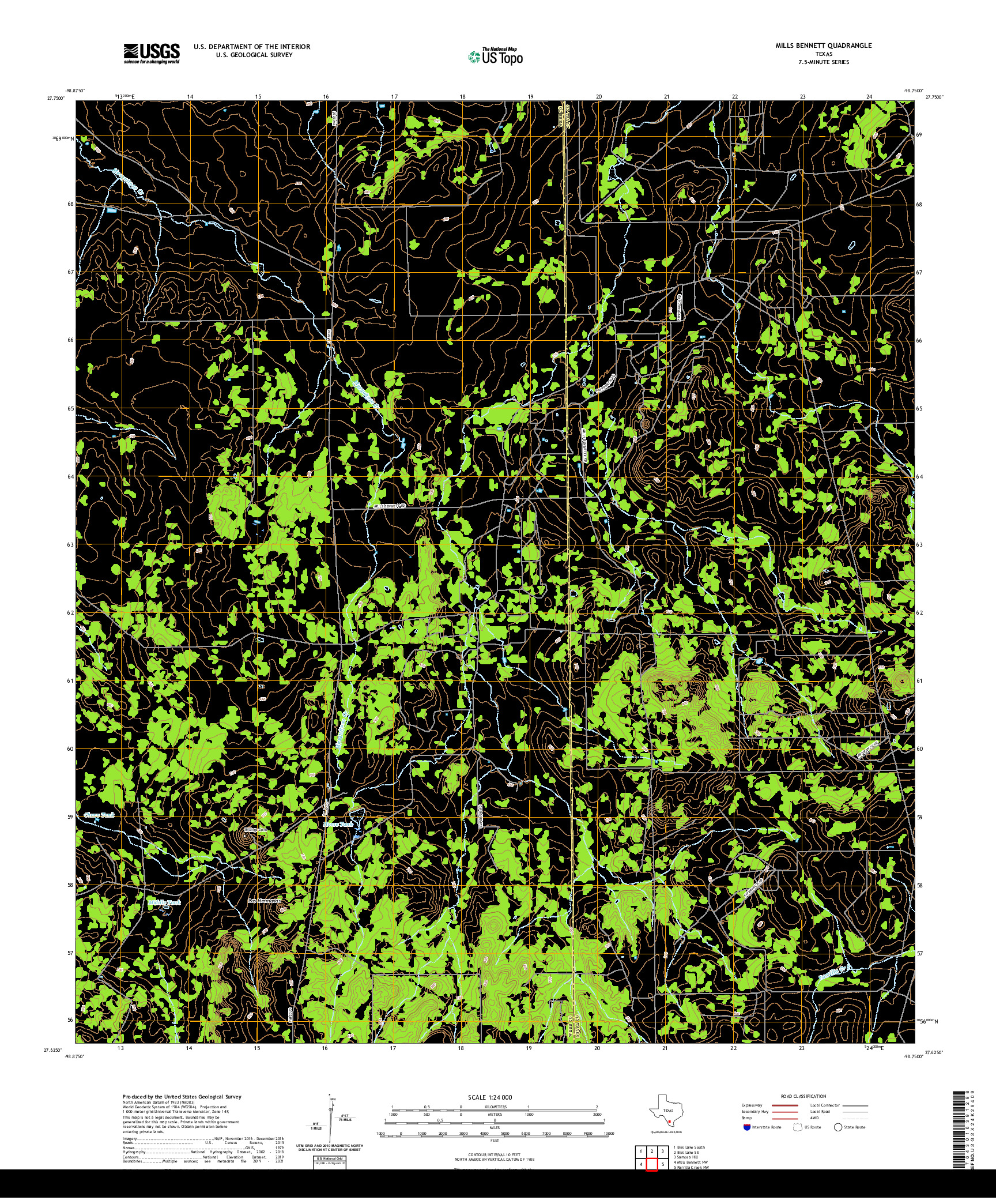 US TOPO 7.5-MINUTE MAP FOR MILLS BENNETT, TX