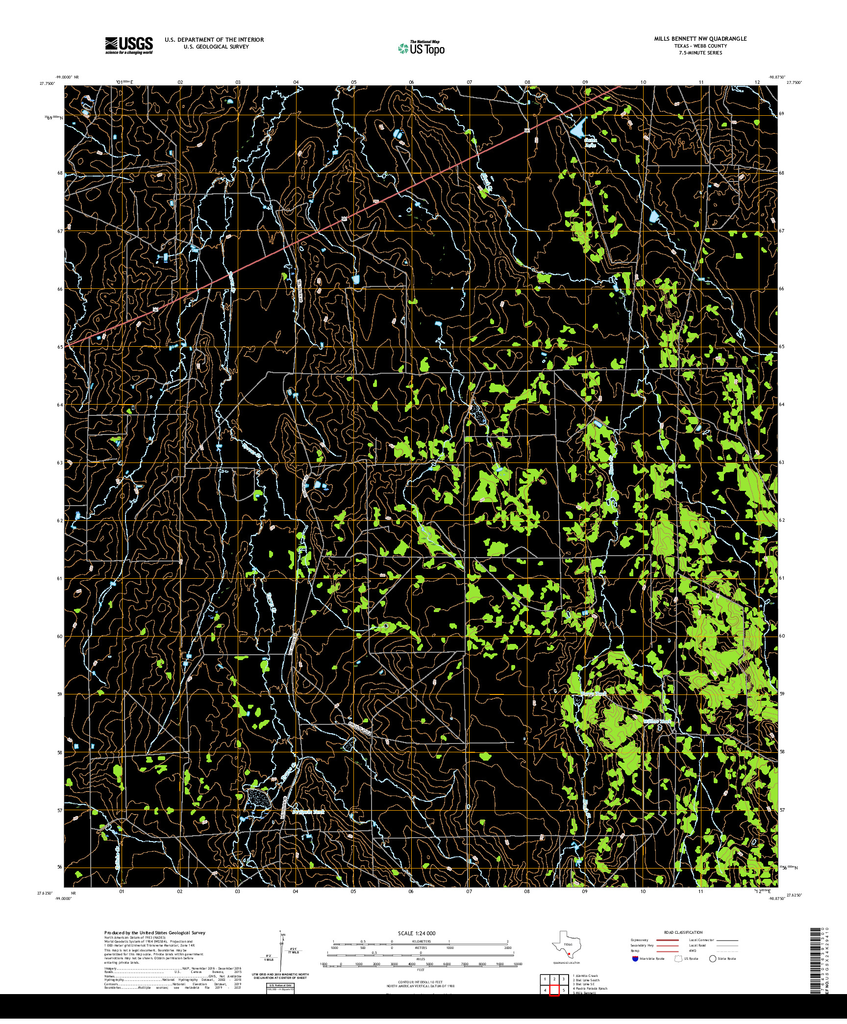 US TOPO 7.5-MINUTE MAP FOR MILLS BENNETT NW, TX