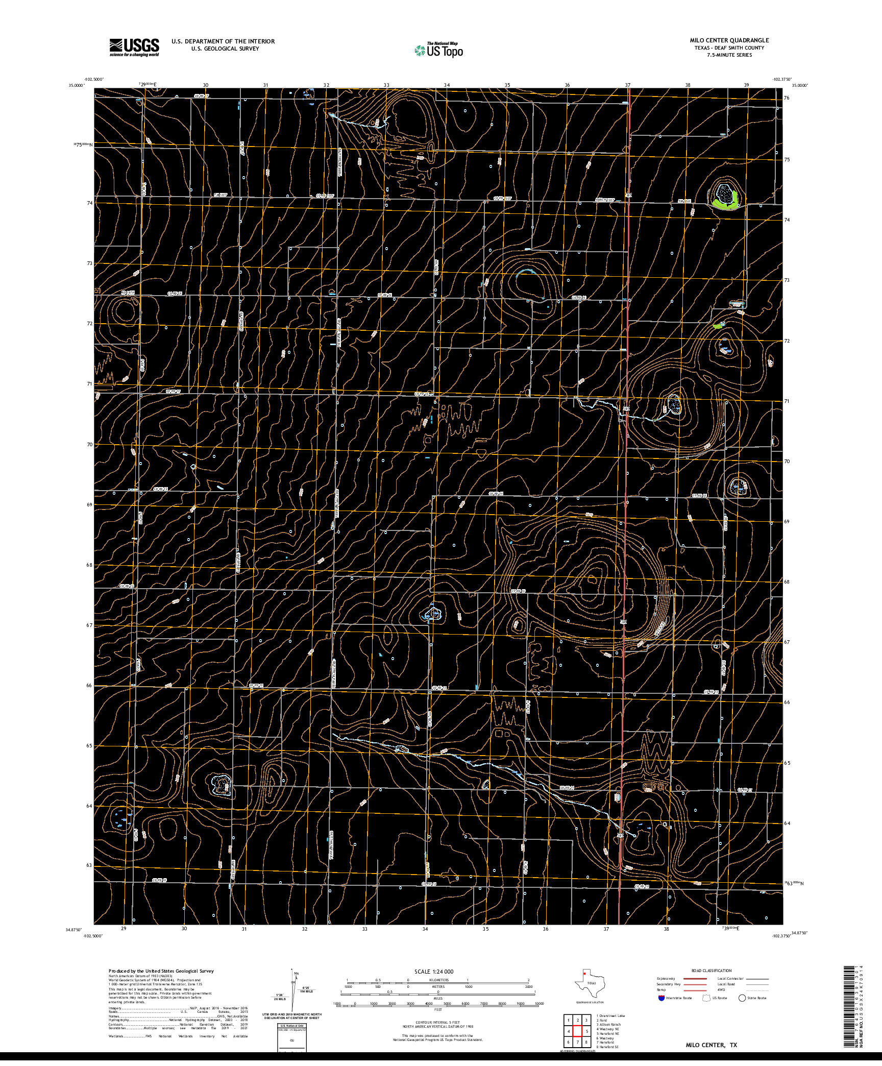 US TOPO 7.5-MINUTE MAP FOR MILO CENTER, TX