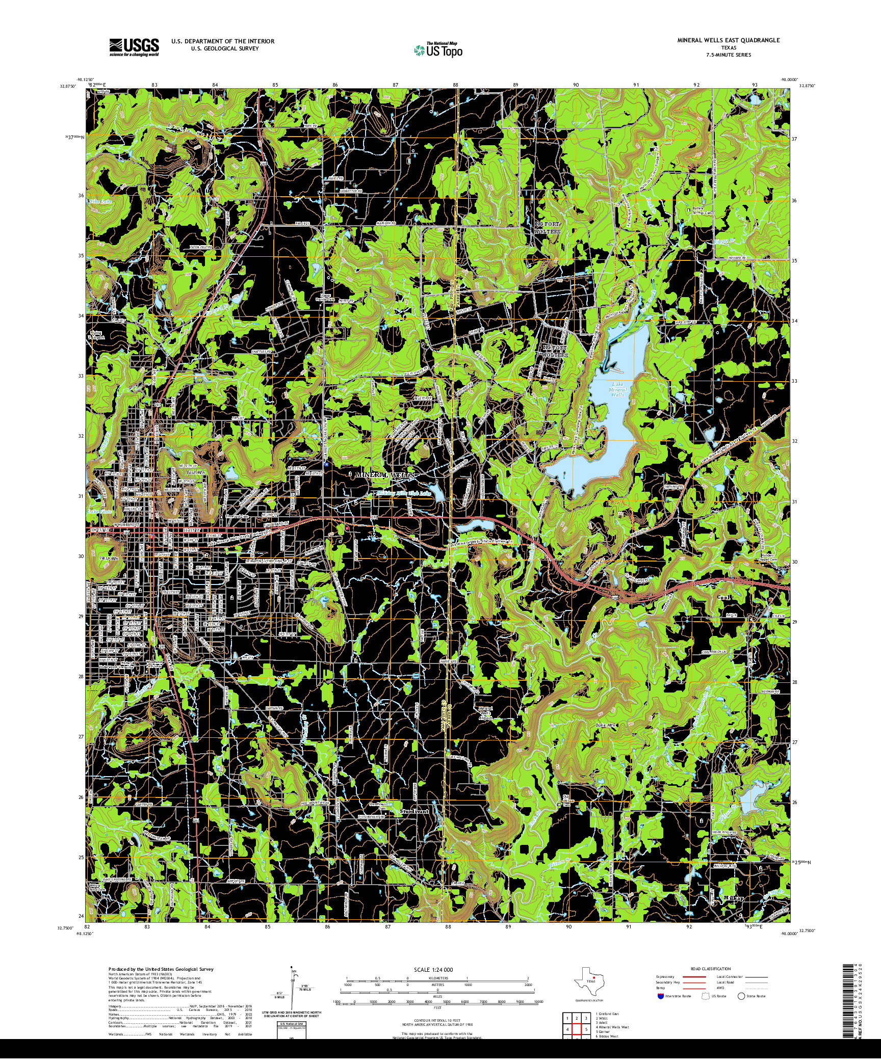 US TOPO 7.5-MINUTE MAP FOR MINERAL WELLS EAST, TX