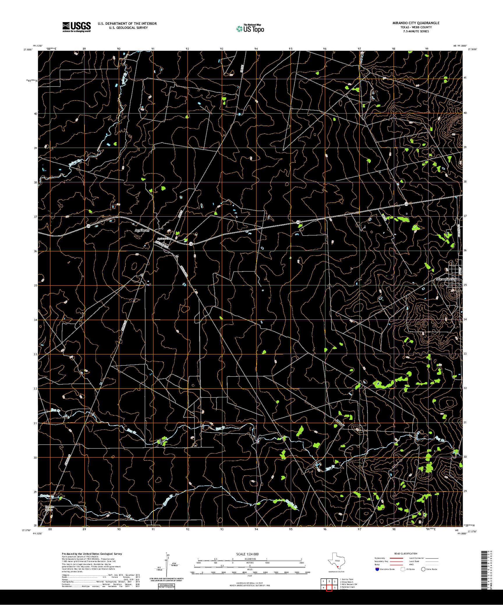 US TOPO 7.5-MINUTE MAP FOR MIRANDO CITY, TX