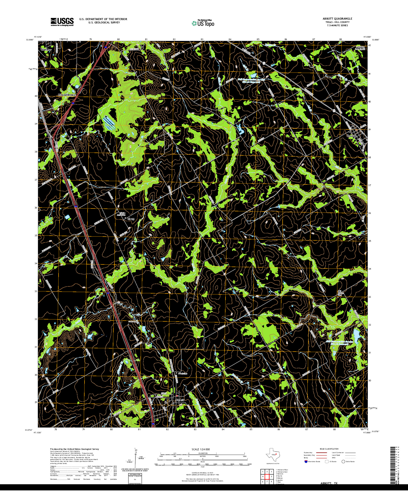 US TOPO 7.5-MINUTE MAP FOR ABBOTT, TX