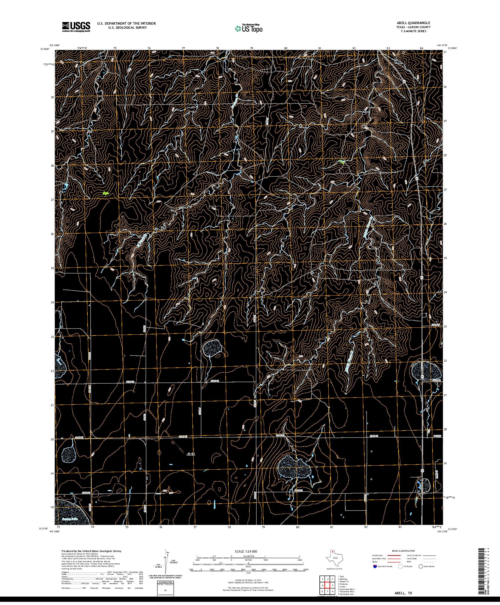 US TOPO 7.5-MINUTE MAP FOR ABELL, TX