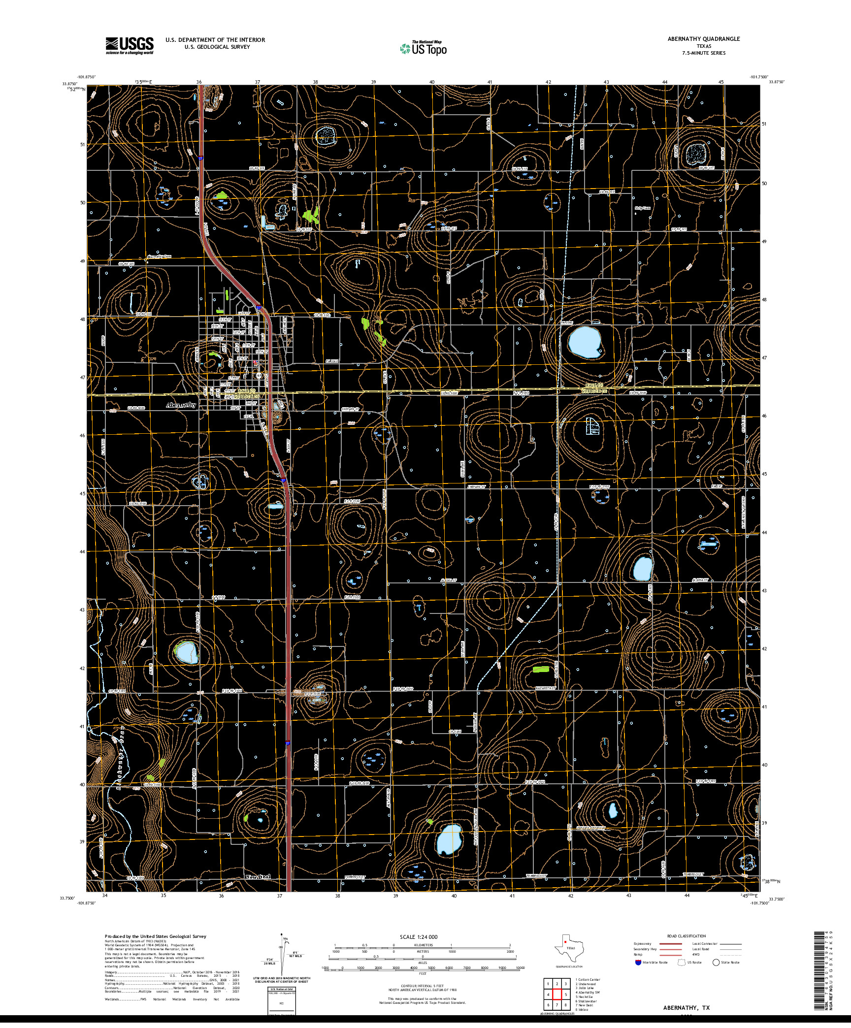 US TOPO 7.5-MINUTE MAP FOR ABERNATHY, TX