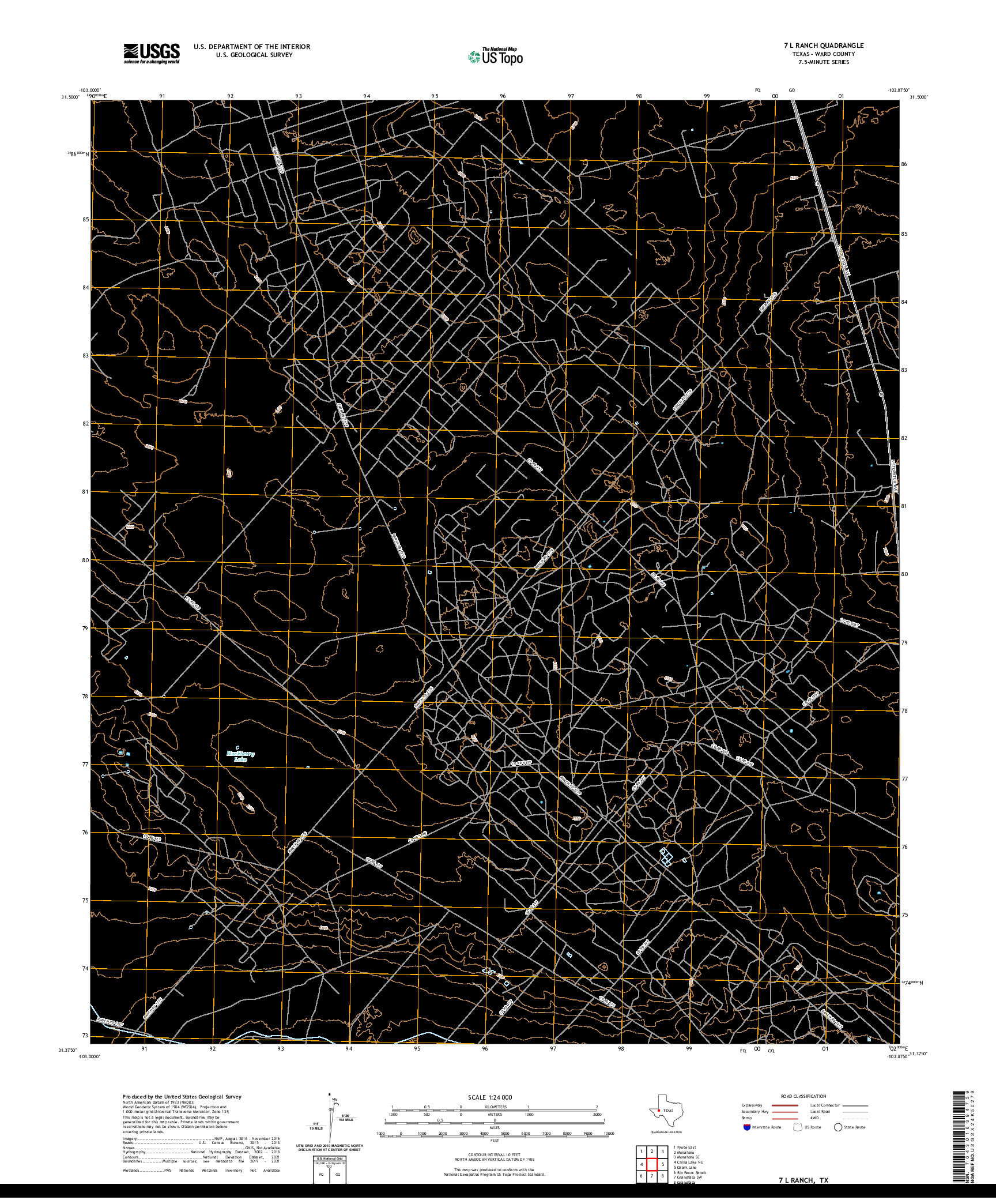 US TOPO 7.5-MINUTE MAP FOR 7 L RANCH, TX
