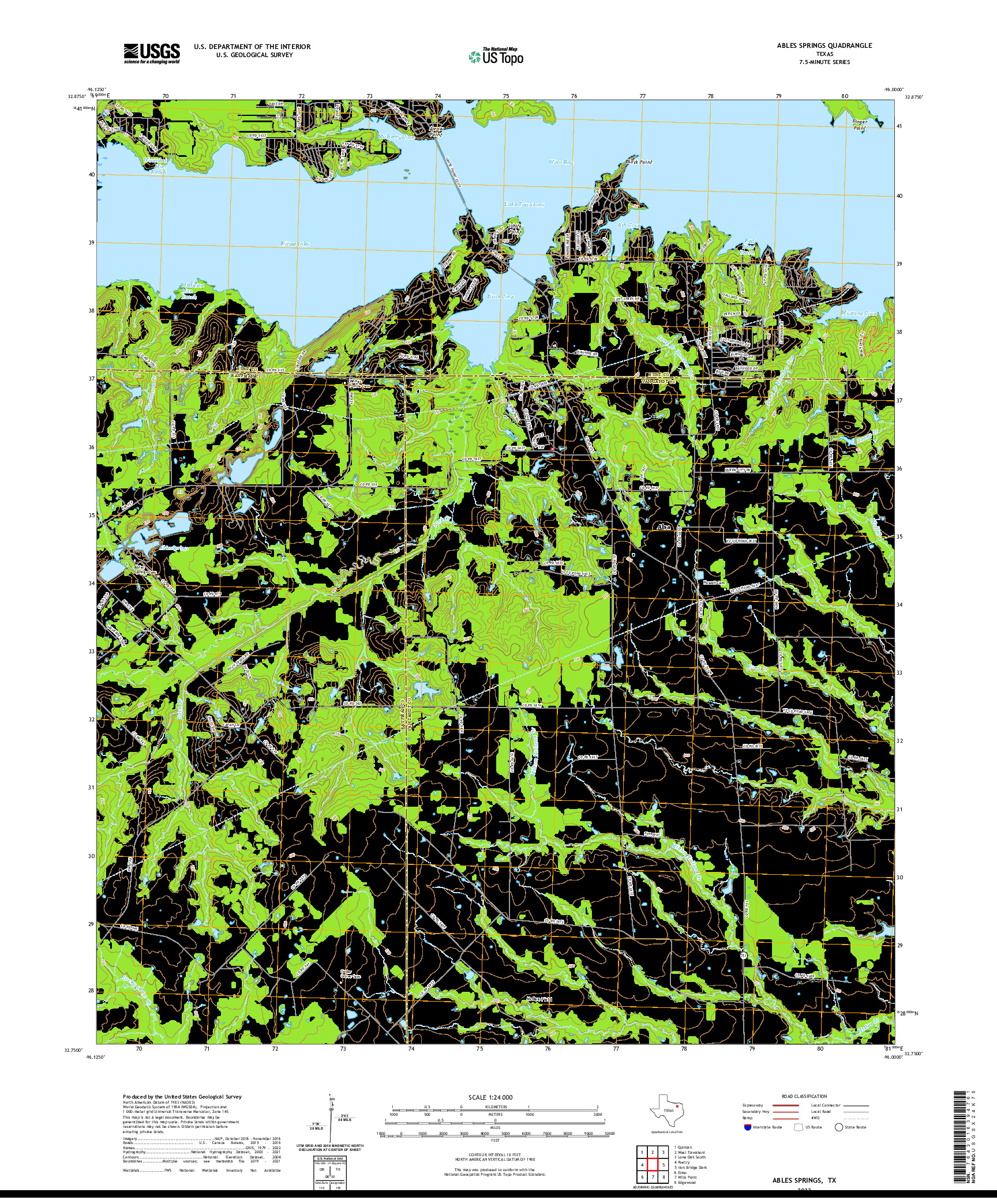 US TOPO 7.5-MINUTE MAP FOR ABLES SPRINGS, TX