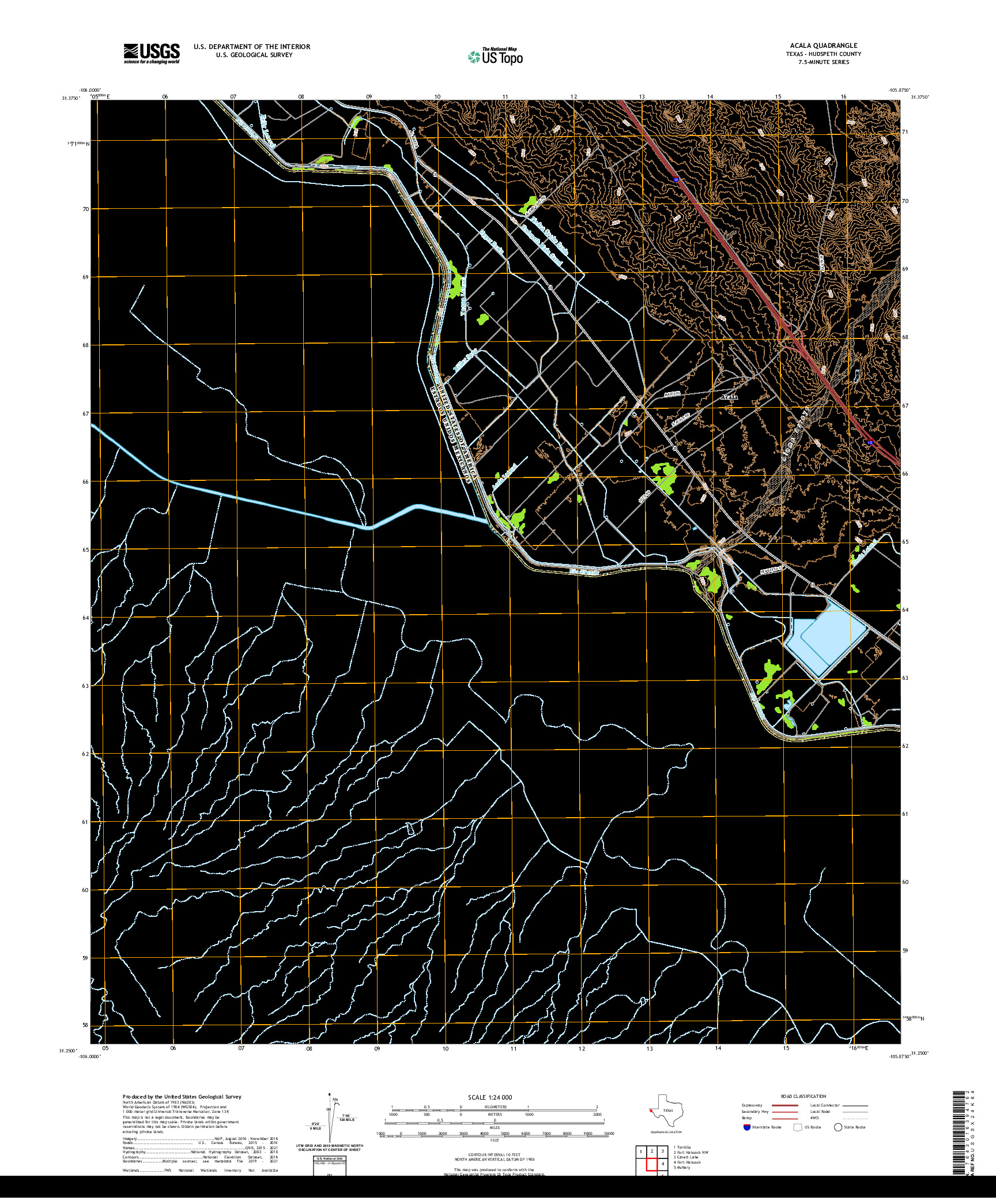 US TOPO 7.5-MINUTE MAP FOR ACALA, TX,CHH
