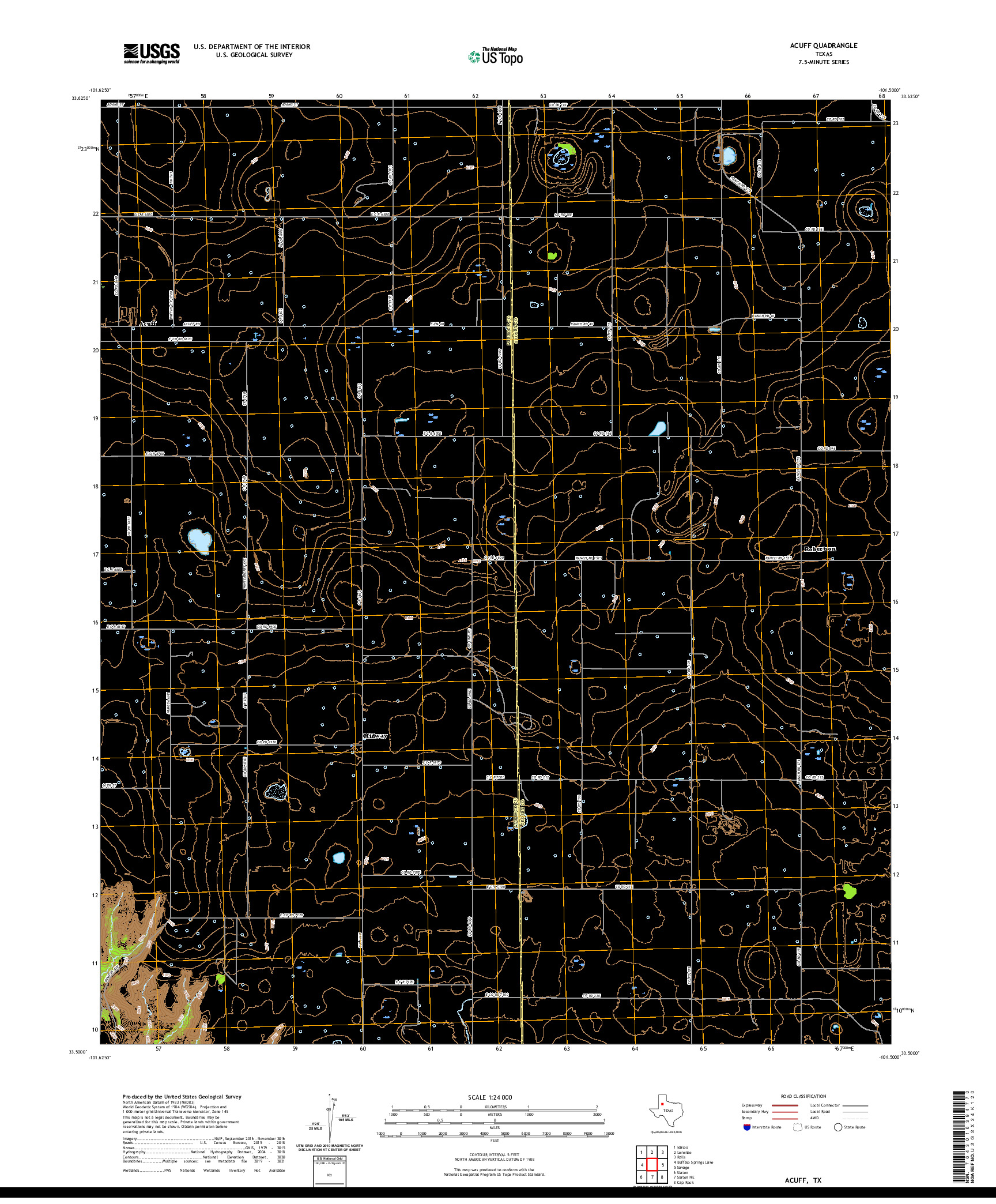 US TOPO 7.5-MINUTE MAP FOR ACUFF, TX