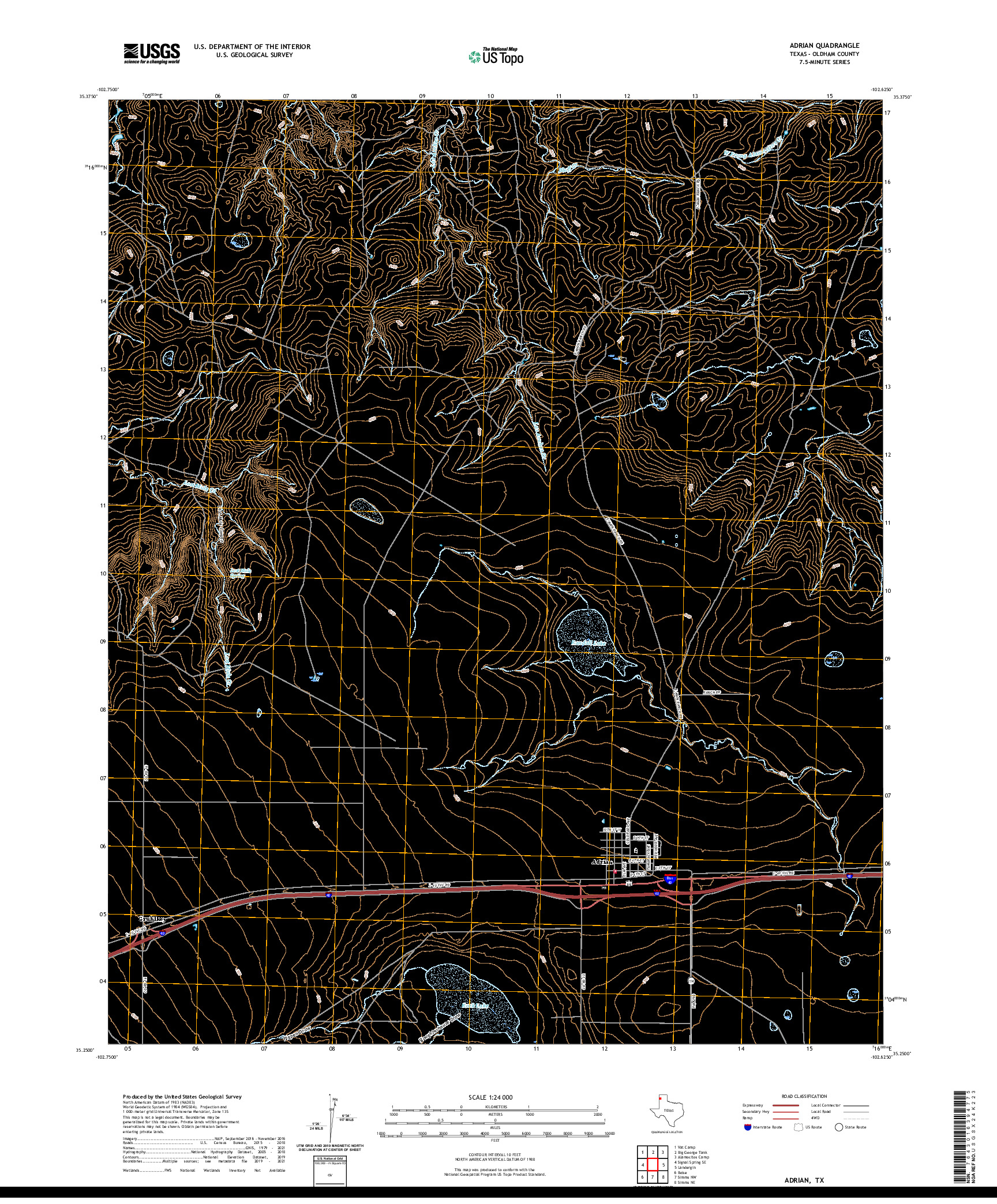 US TOPO 7.5-MINUTE MAP FOR ADRIAN, TX