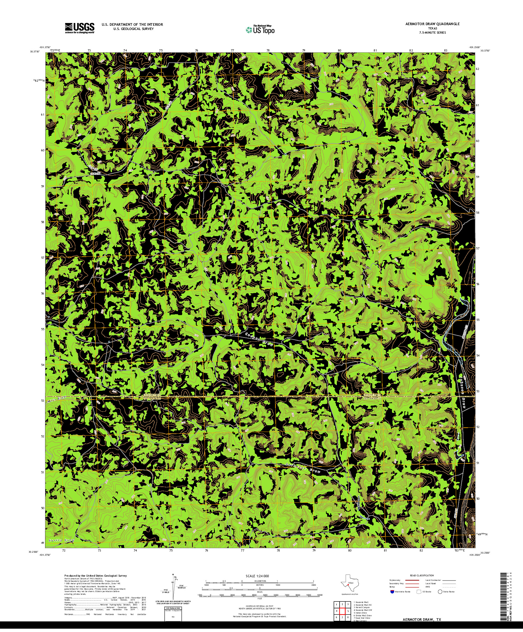 US TOPO 7.5-MINUTE MAP FOR AERMOTOR DRAW, TX