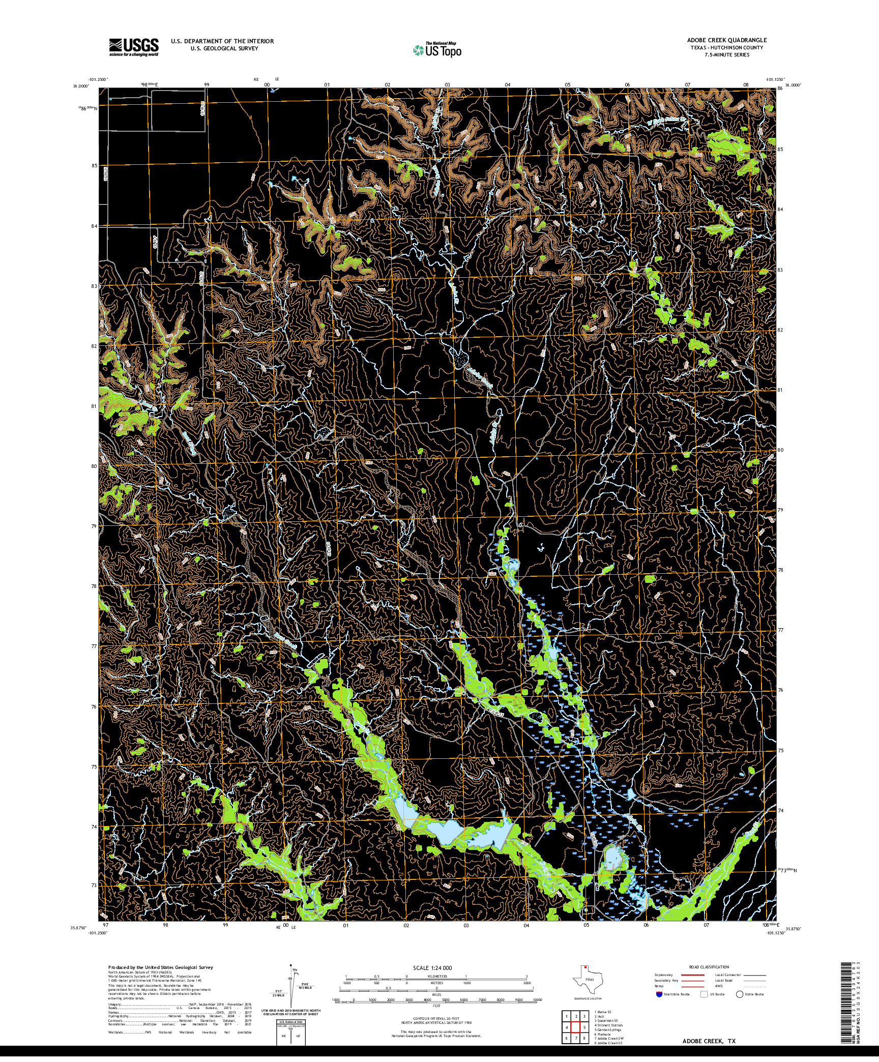 US TOPO 7.5-MINUTE MAP FOR ADOBE CREEK, TX