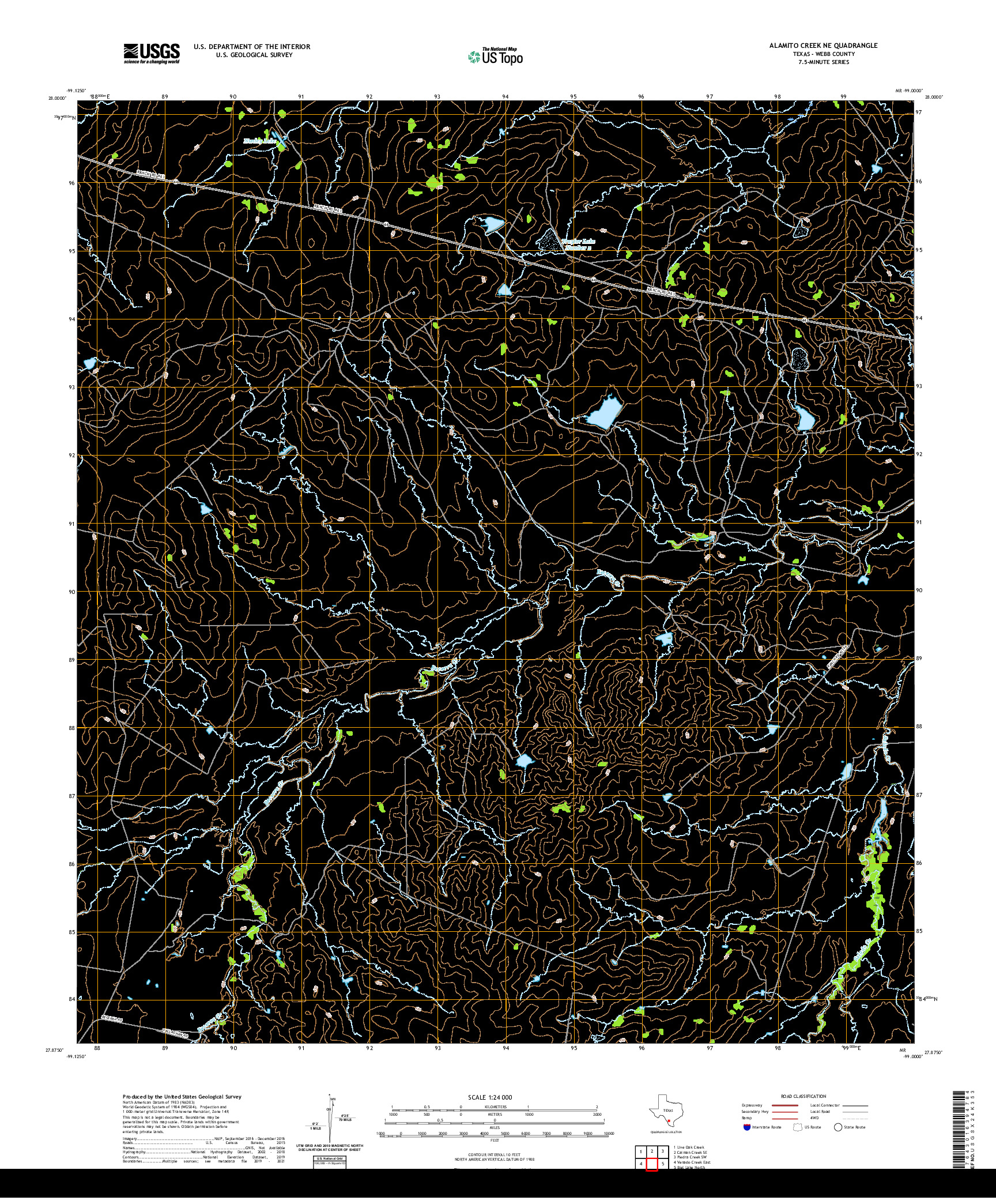 US TOPO 7.5-MINUTE MAP FOR ALAMITO CREEK NE, TX