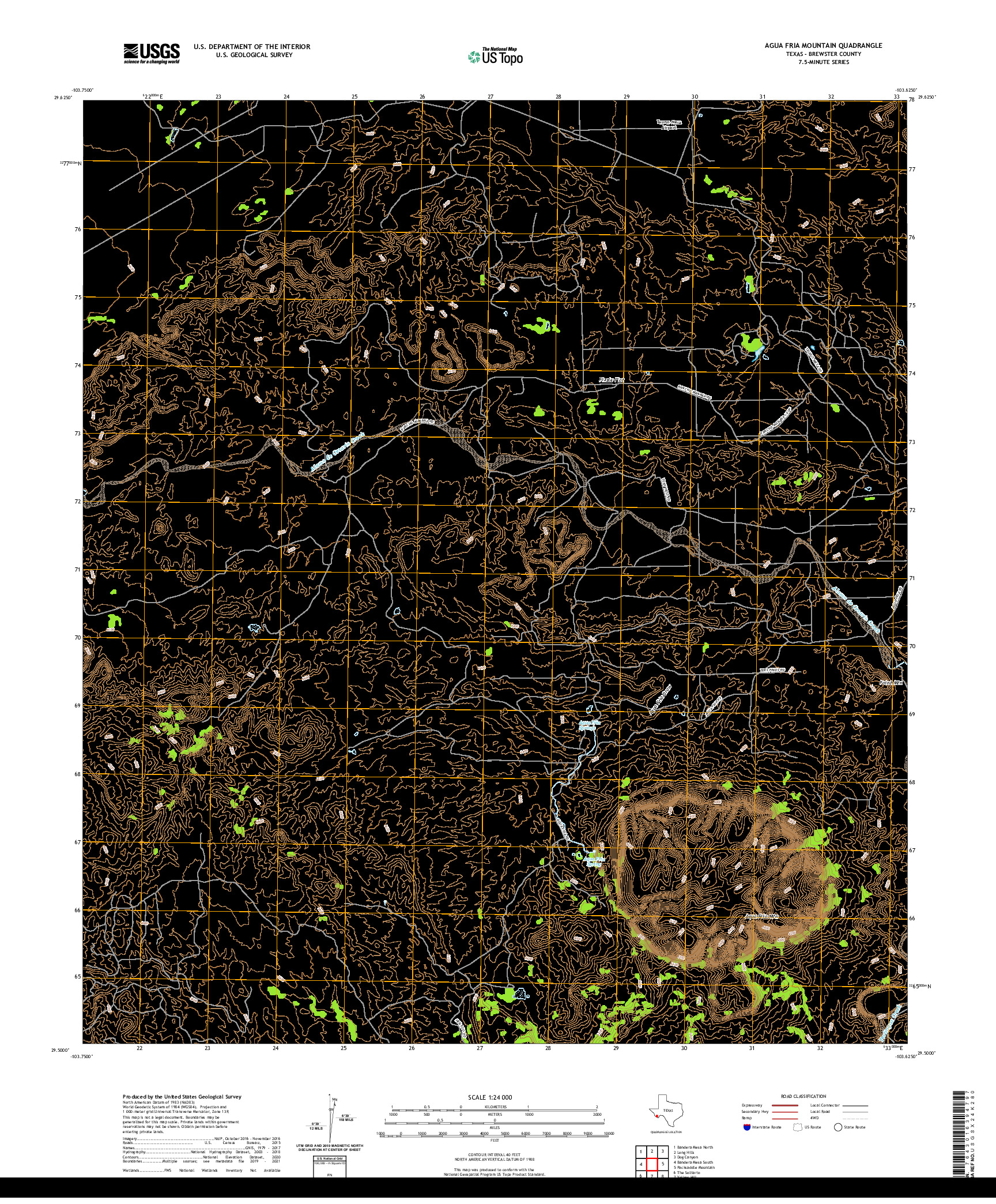 US TOPO 7.5-MINUTE MAP FOR AGUA FRIA MOUNTAIN, TX