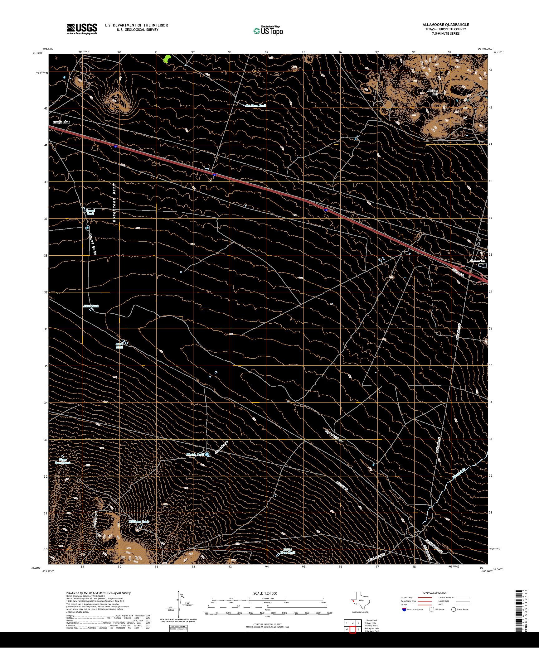 US TOPO 7.5-MINUTE MAP FOR ALLAMOORE, TX