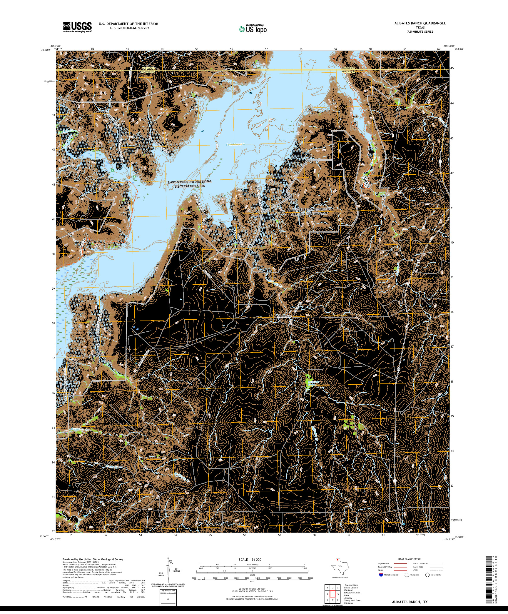 US TOPO 7.5-MINUTE MAP FOR ALIBATES RANCH, TX